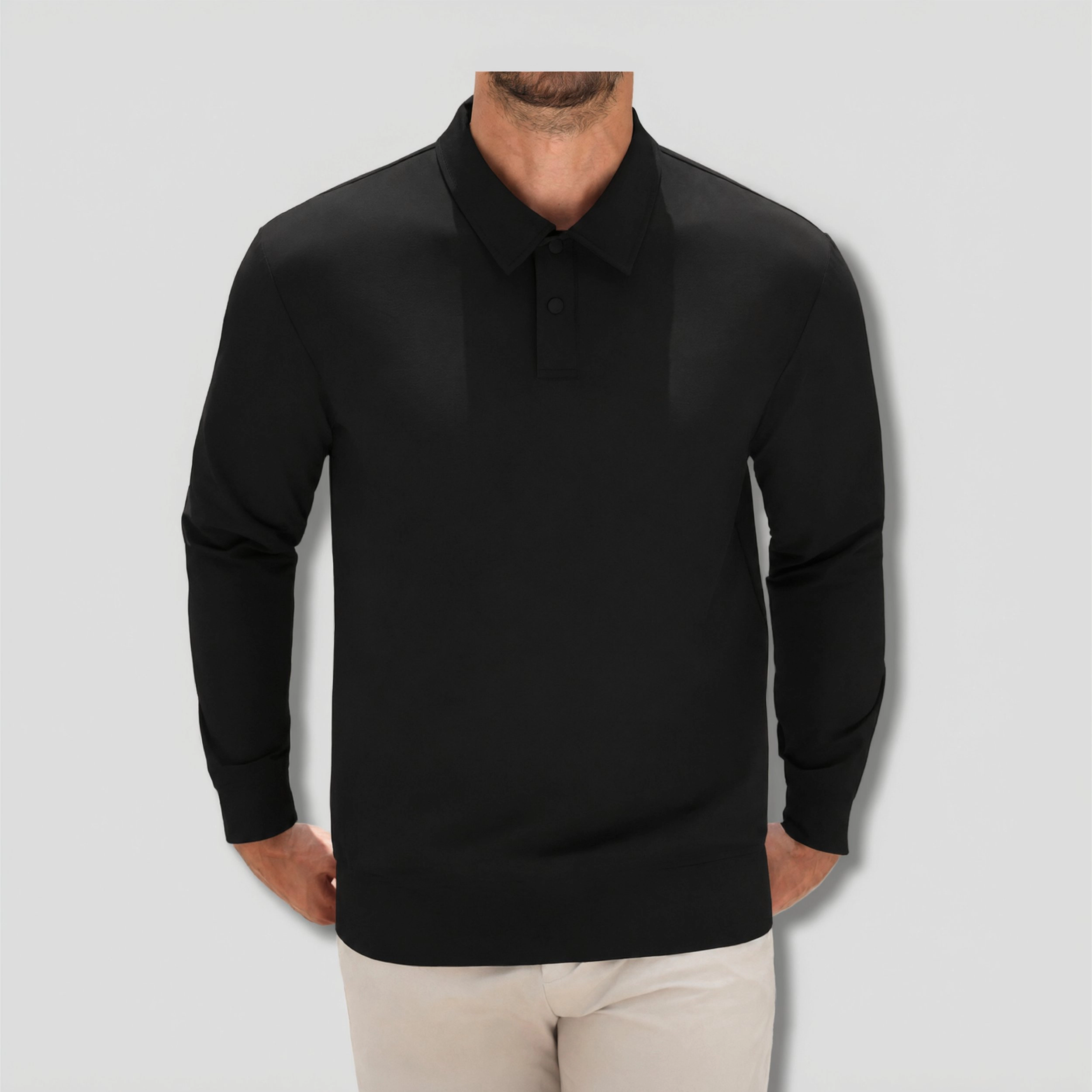 COOFANDY Men's Long Sleeve Knit Collared Polo Shirt