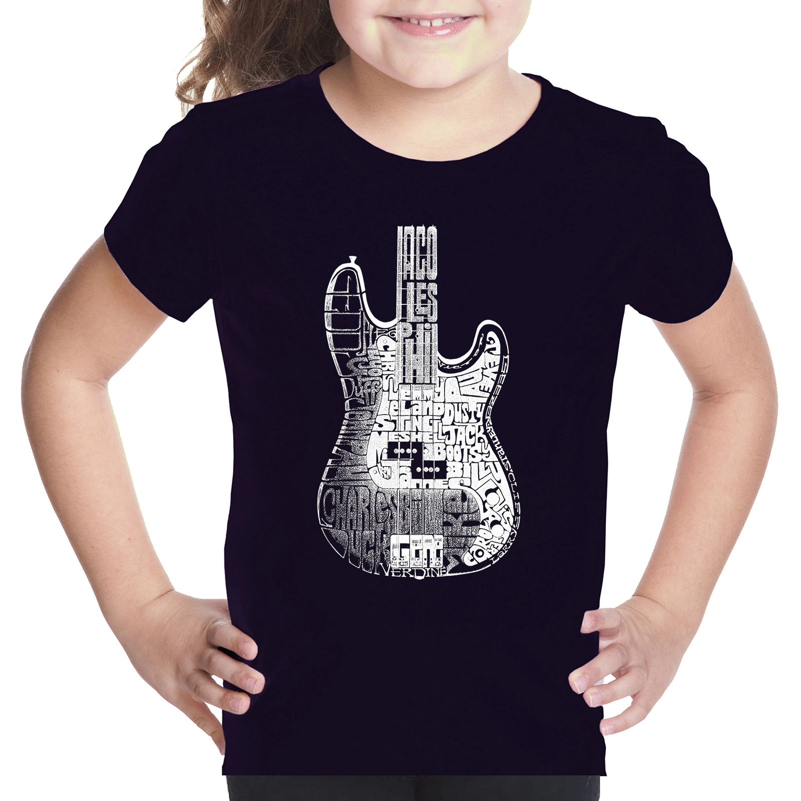 LA Pop Art Girls Word T-Shirt - Bass Guitar