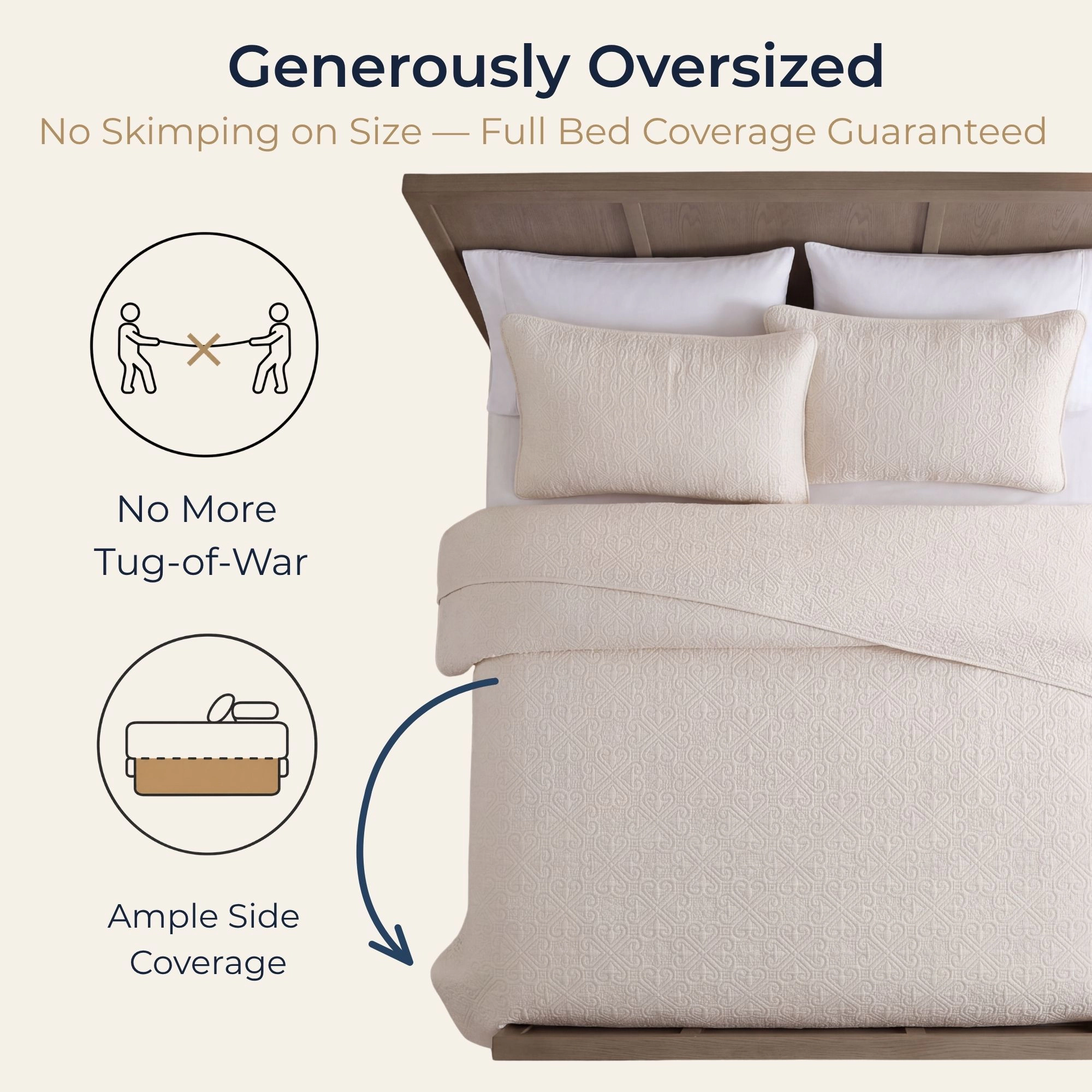 HLC.ME Lorenzo - 3 Piece Quilt Set, Lightweight Bedspread Coverlet Set