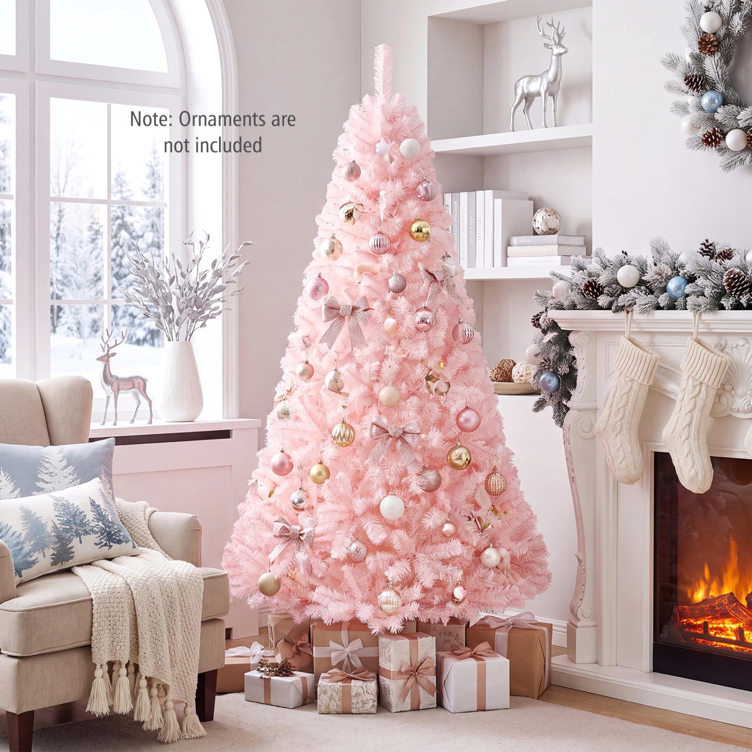 LJG 6/7 Feet Artificial Christmas Tree Hinged Full Fir Tree