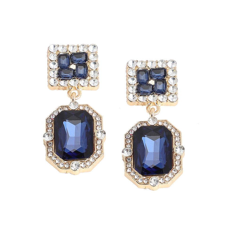 SOHI Women's Blue Crystal Drop Earrings