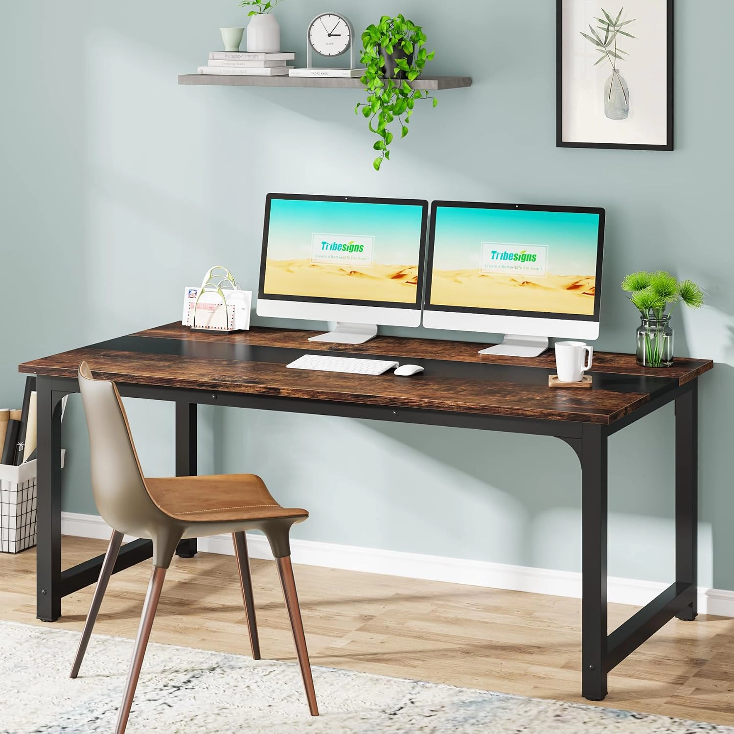 Tribesigns Farmhouse Executive Desk for Home Office and Workspaces