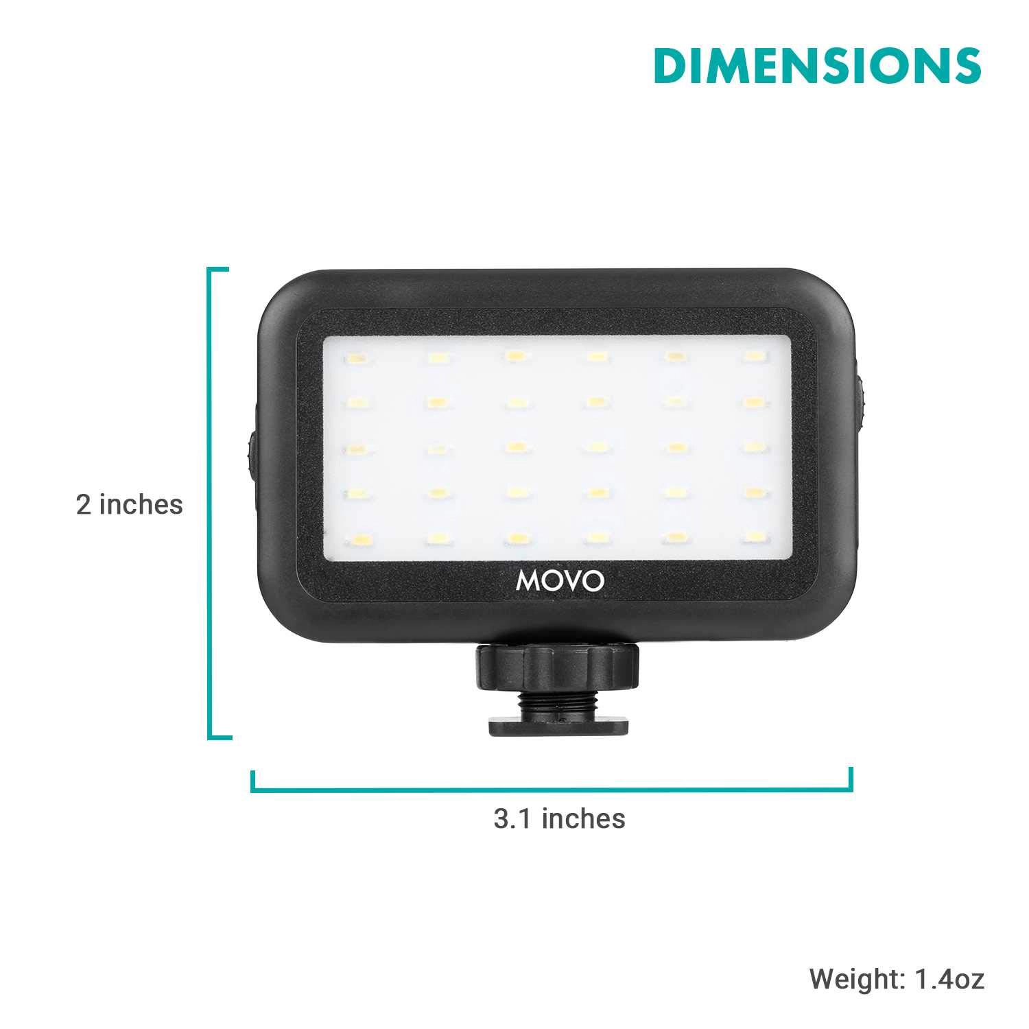 Movo LED-30 Mini LED Light Panel - Adjustable Brightness Rechargeable Battery