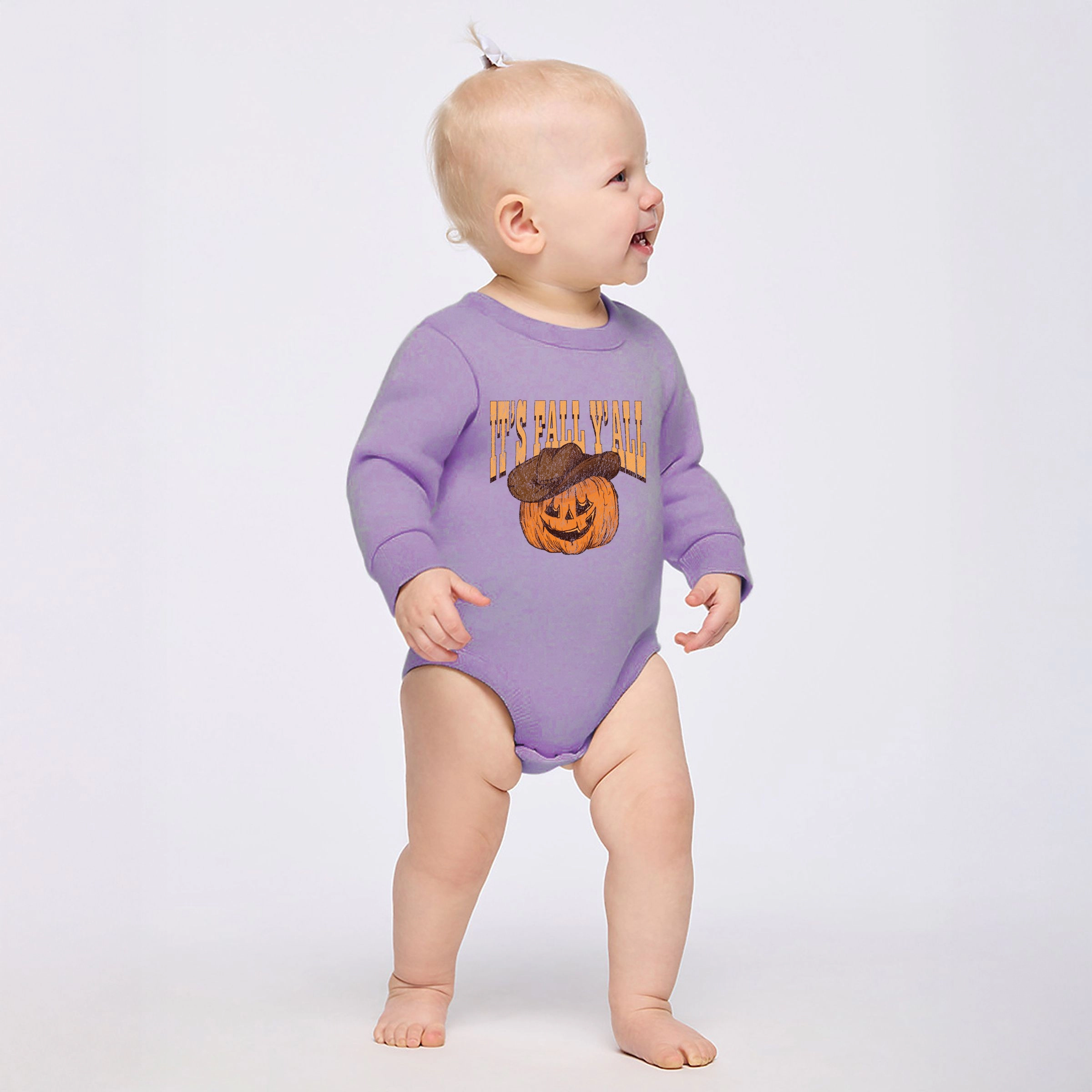 The Juniper Shop - Infant Fleece BodySuit It's Fall Y'all Jack-O-Lantern