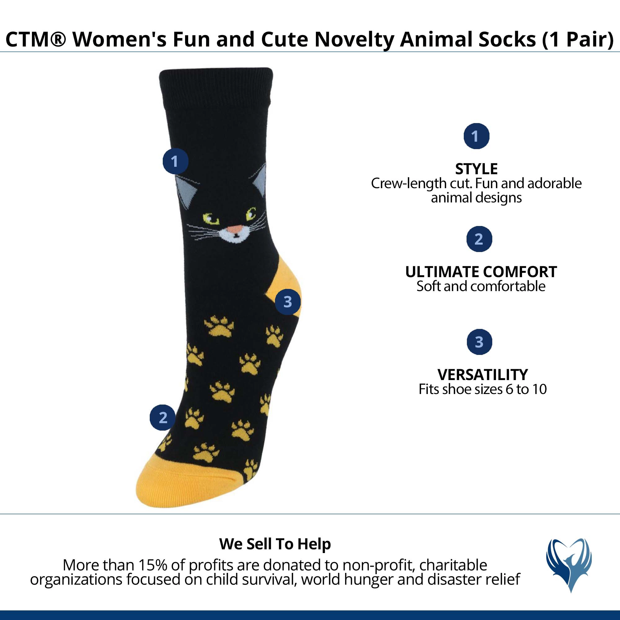 CTM Women's Fun and Cute Novelty Animal Socks (1 Pair)
