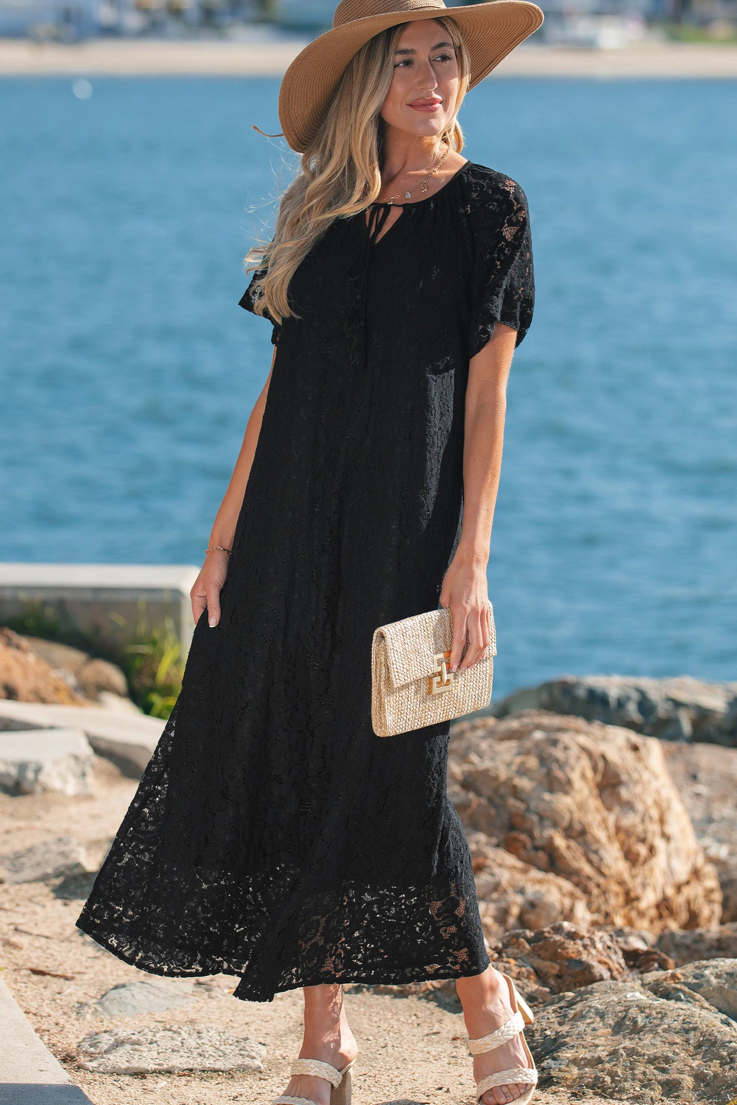 Threaded Pear Womens Keziah Vacation Loose Maxi Dress