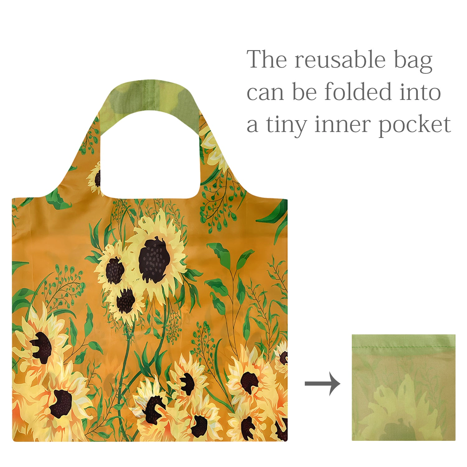 Wrapables AllyBag Collection Reusable Grocery Shopping Bag, Sunflowers Harvest