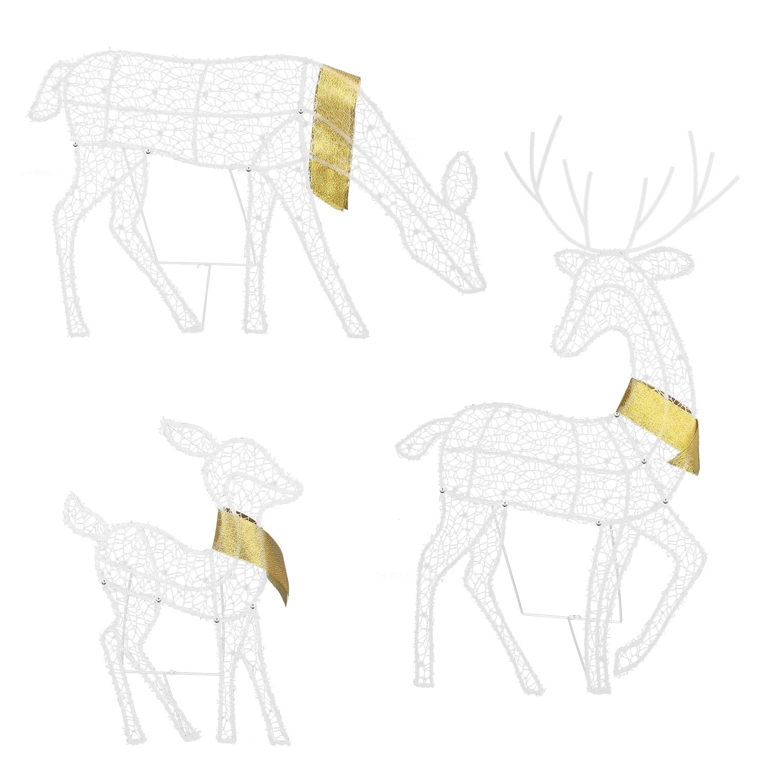 GBruno Lighted 2D Reindeer Family Christmas Decoration