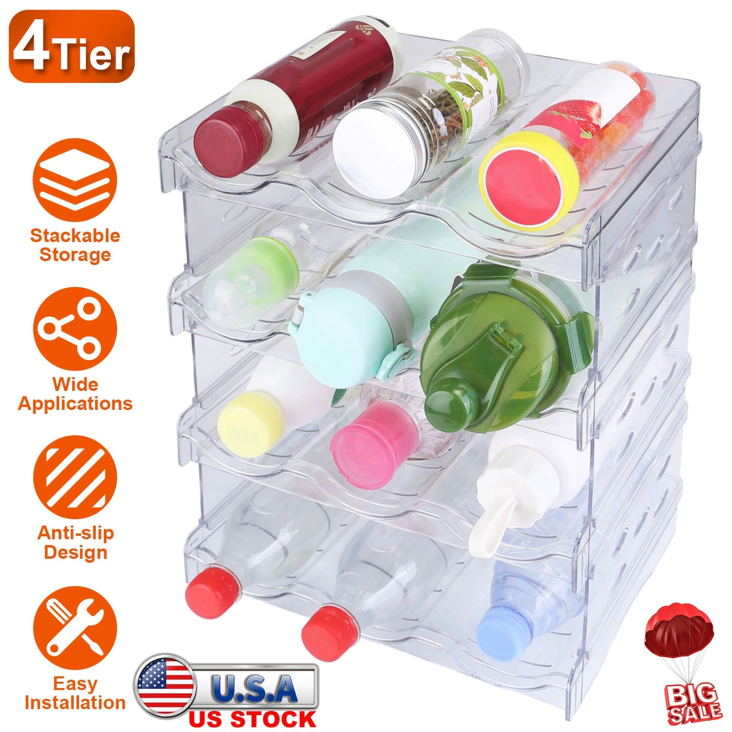 GBruno 4-Tier Stackable Bottle Organizer Holder