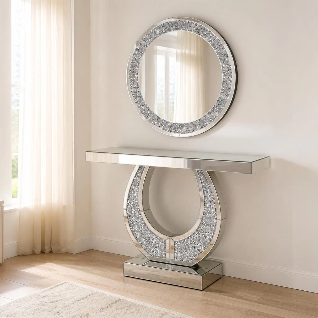 GOODSILO Narrow Slim Rectangular Console Table with Glass Top