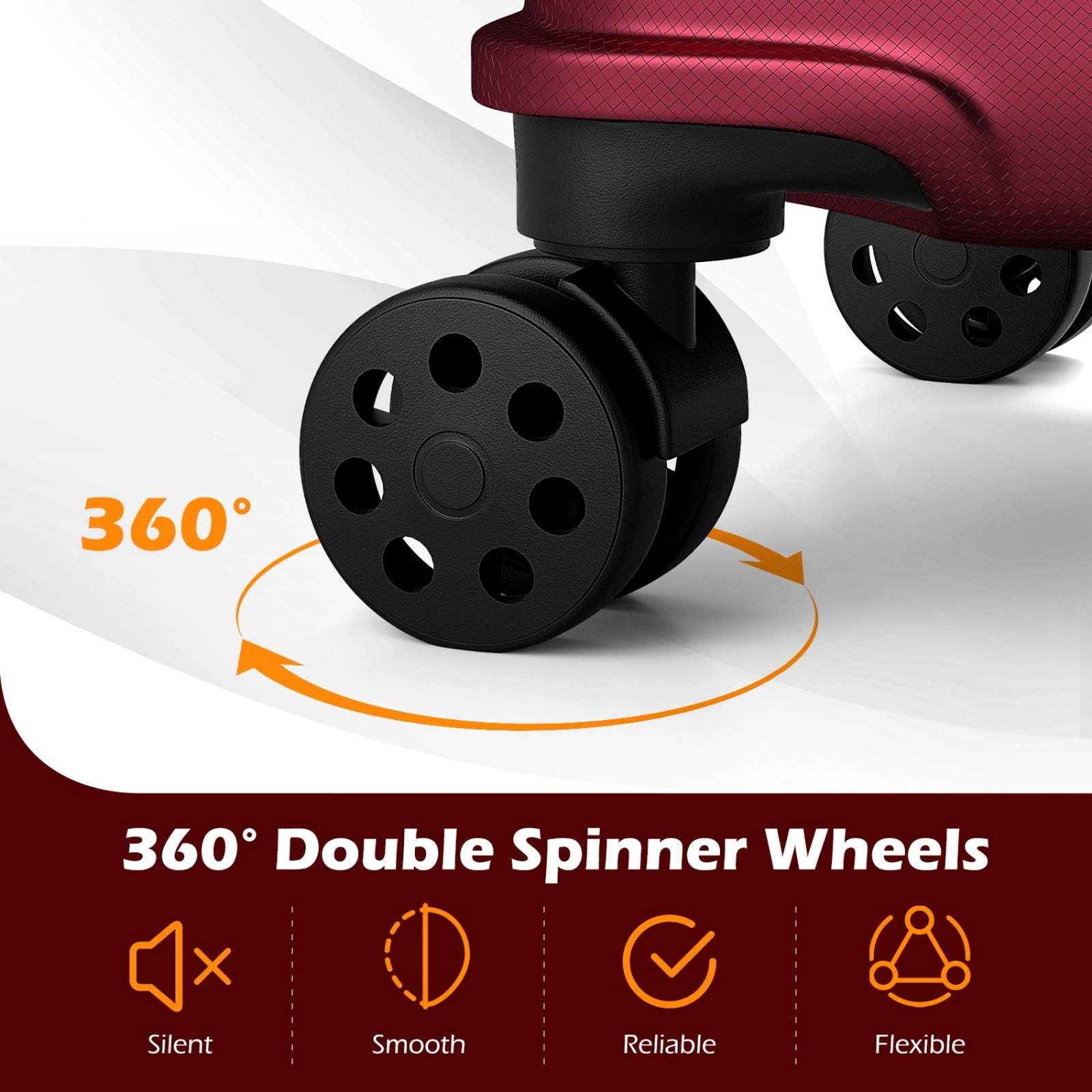 SUGIFT 3-Piece Hardside Luggage Camping Chair Set with 8-Spinner Wheels Red