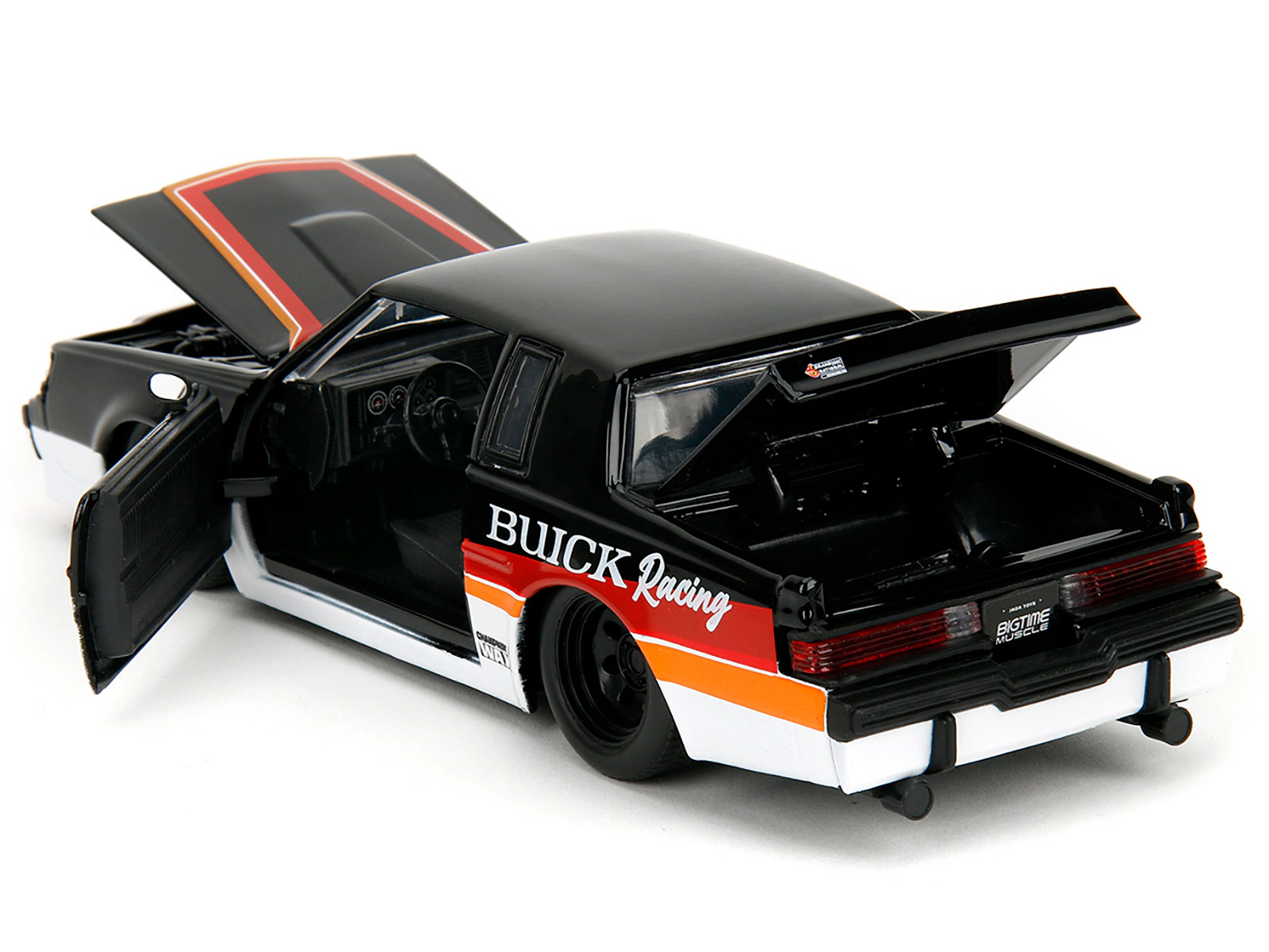 Jada 1987 Buick Grand National #7 "Buick Racing" Black and White with Stripes "Bigtime Muscle" Series 1/24