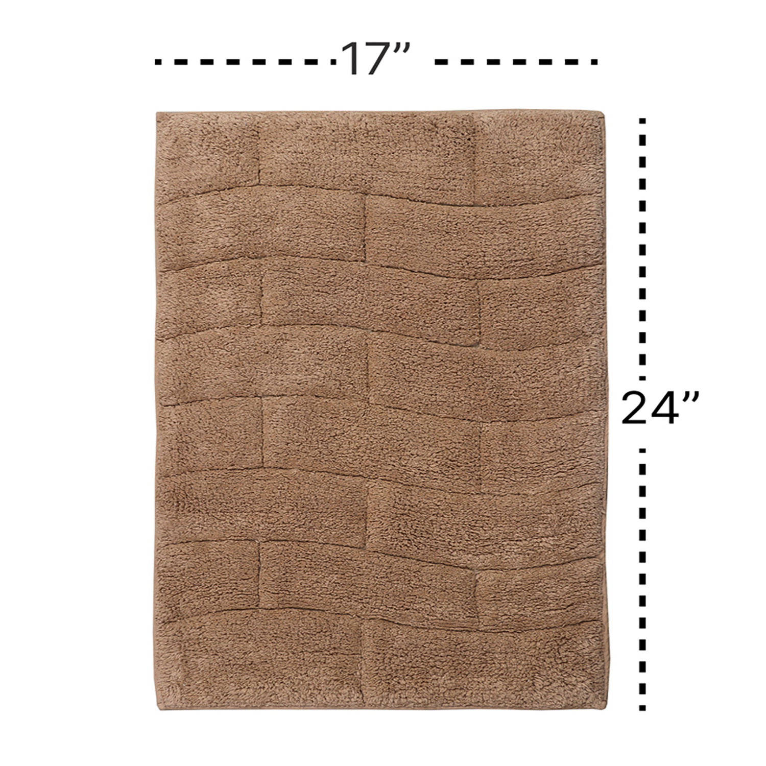 Knightsbridge Stylish And Comfortable All Season Traditional New Tile Design Cotton Bath Rug 20" X 30" Natural