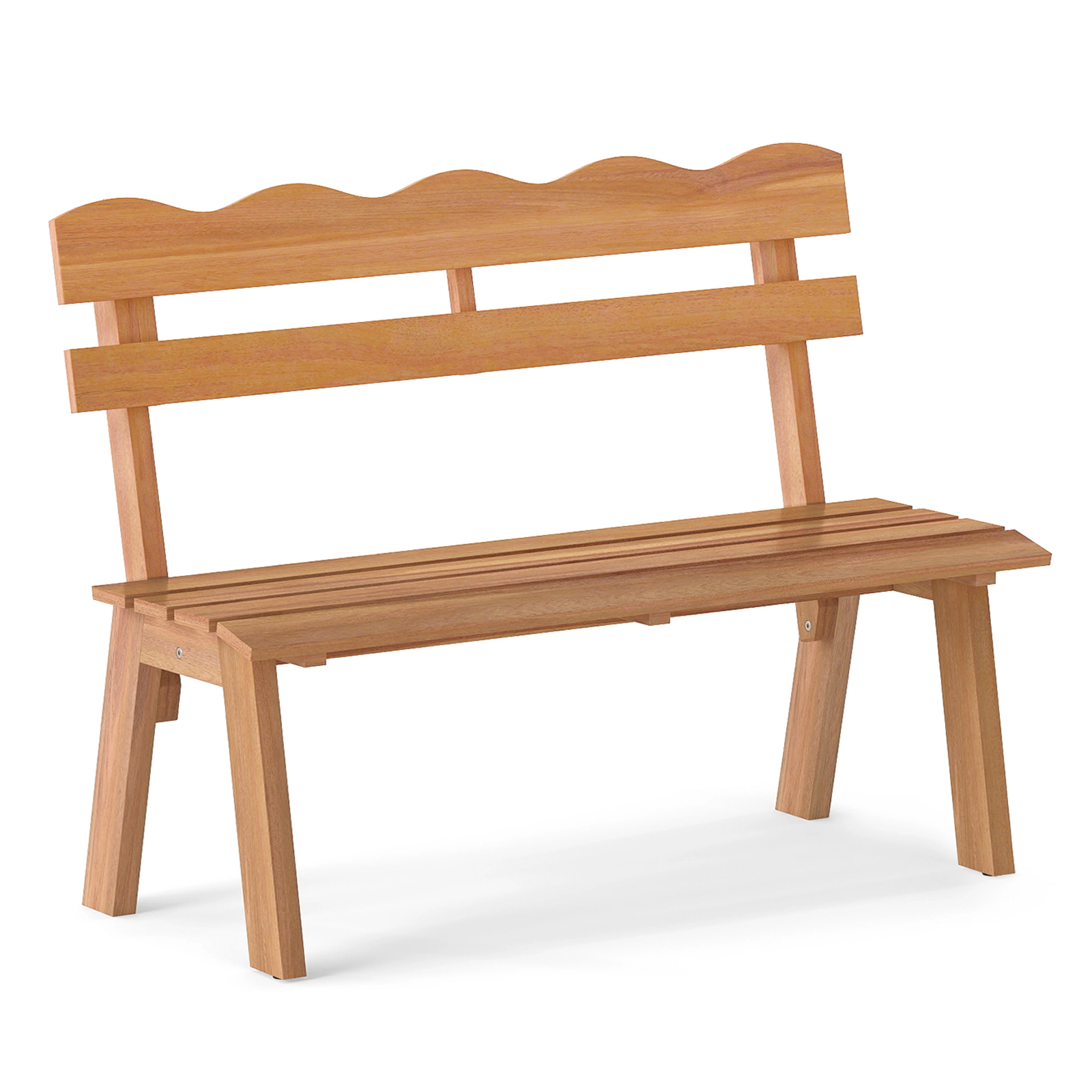 SUGIFT 42-In Acacia Wood Outdoor Bench, Waved Backrest, 800-Lb Capacity