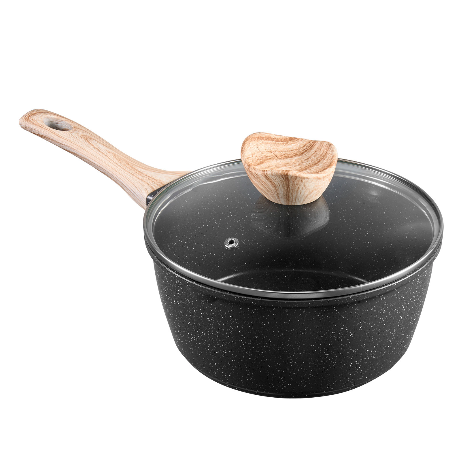 HONGGE Saucepan Nonstick Saucepan with Tempered Glass Lid Multipurpose Cooking Sauce Pot with Detachable Handle Sauce
