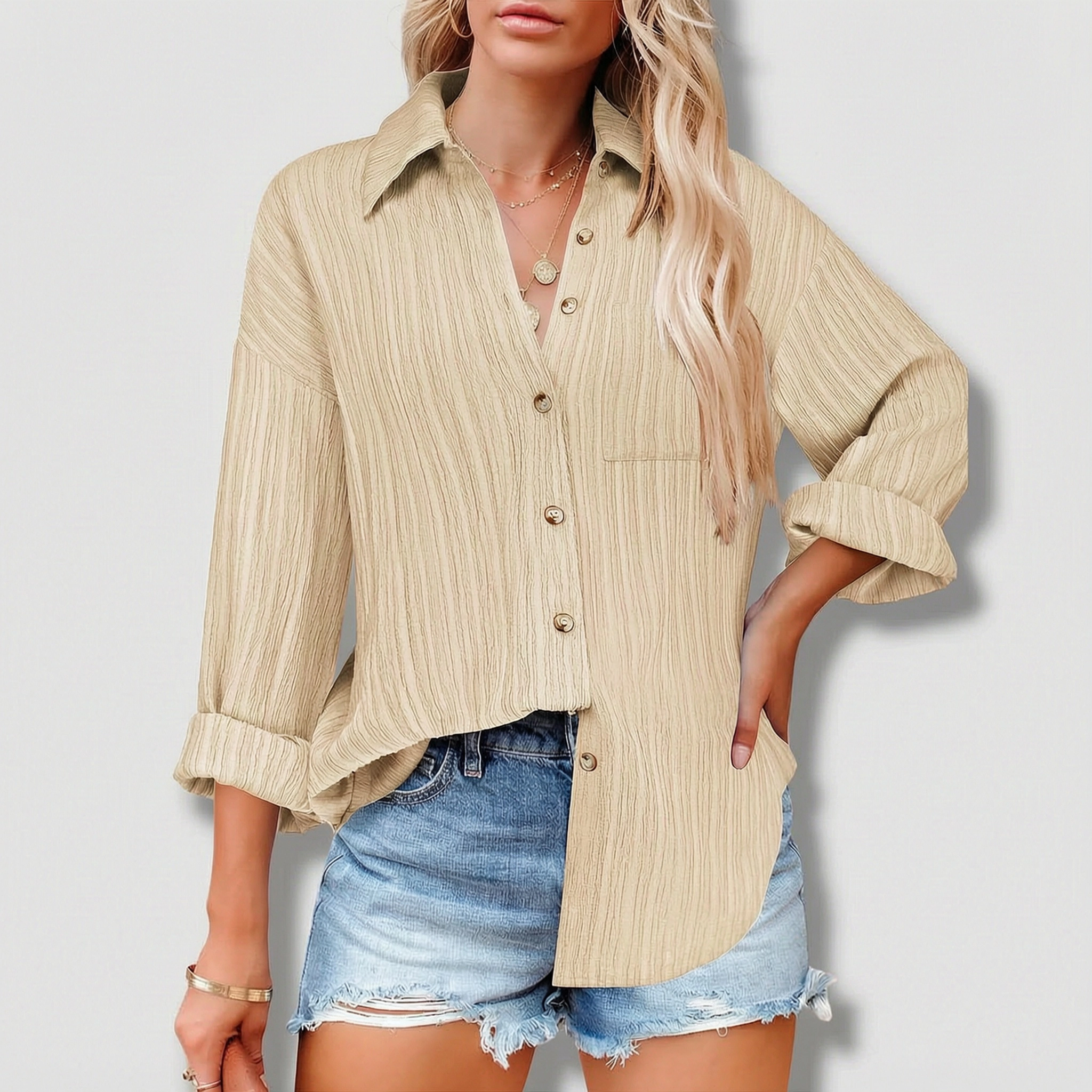 Zeagoo Women's Business Casual Button Down Tops Textured Collared Work Blouses with Pockets