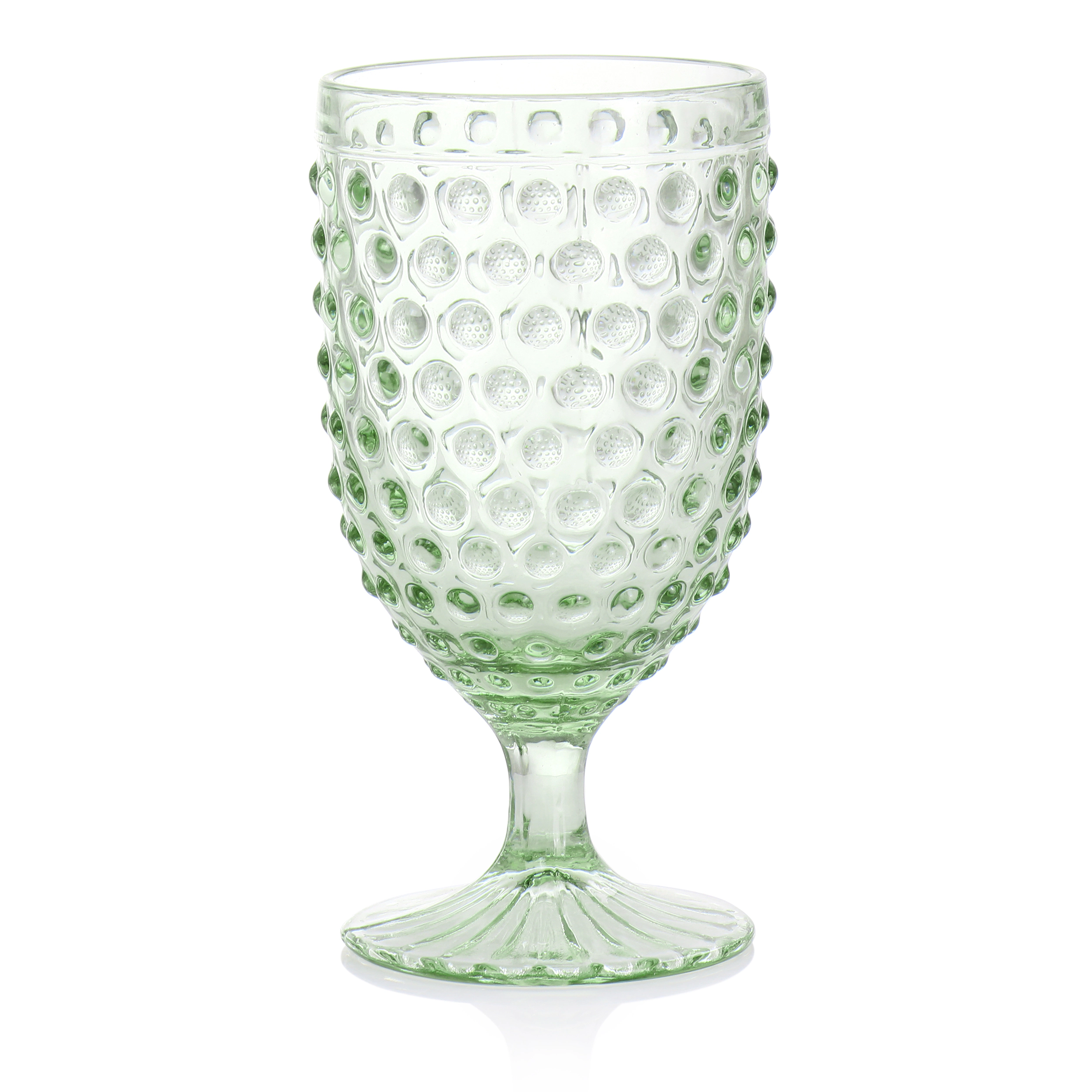 Martha Stewart 6 Piece 14.2 Ounce Clear Glass Hobnail Goblet Drinkware Set Pink