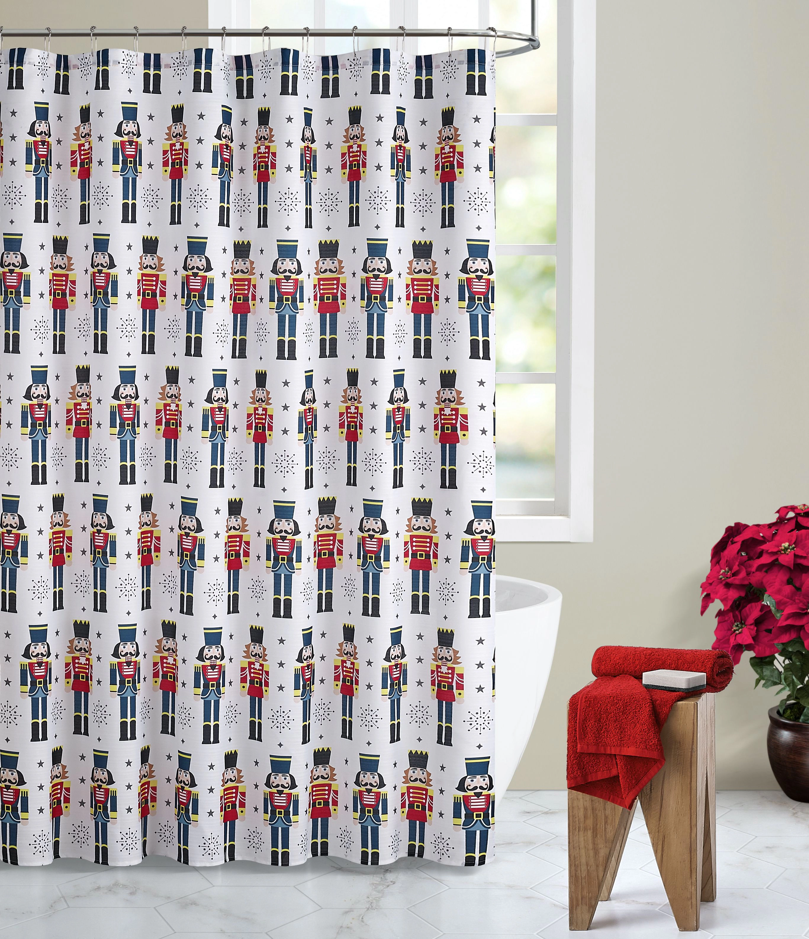Kate Aurora Holiday Living Christmas Nutcrackers Fabric Shower Curtain