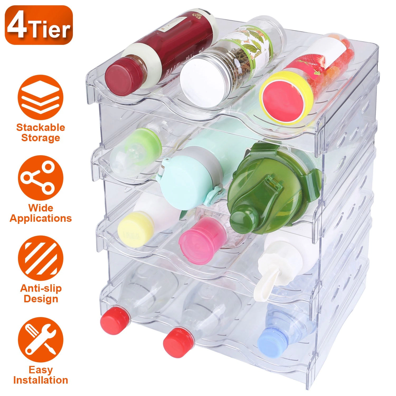 GBruno 4-Tier Stackable Bottle Organizer Holder