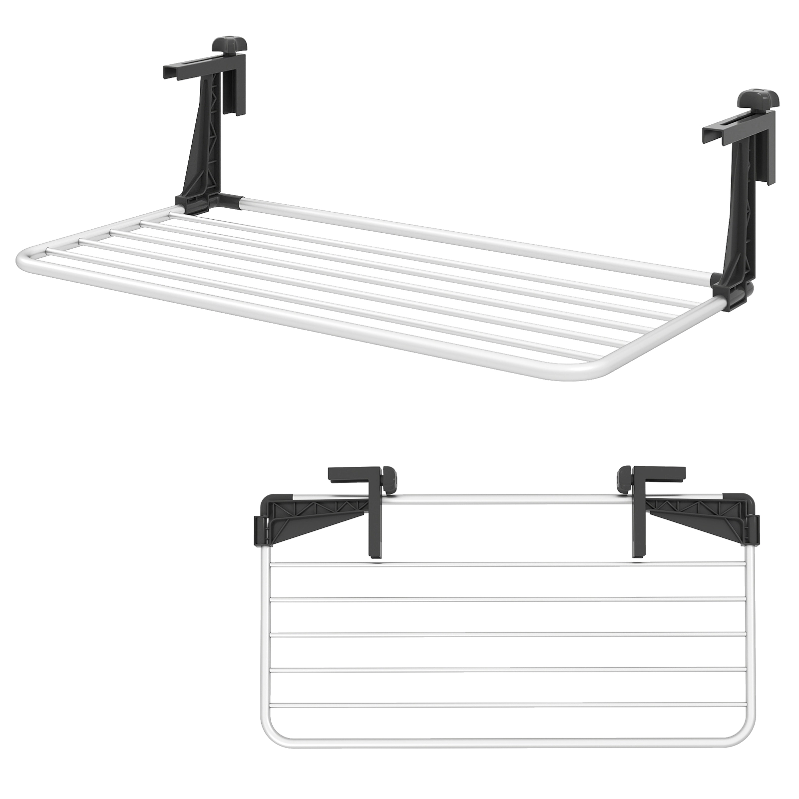 SUGIFT Portable Aluminum Clothes Drying Rack Towel Rack with Adjustable Foldable Brackets 31-in Wide Silver + Black