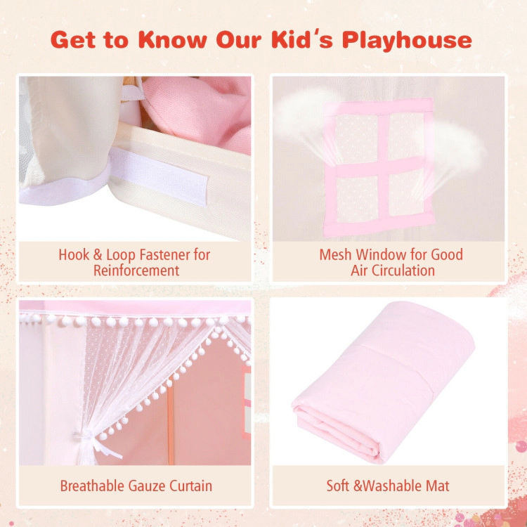Hivvago Kids Play Tent Large Playhouse Children Play Castle Fairy Tent Gift with Mat