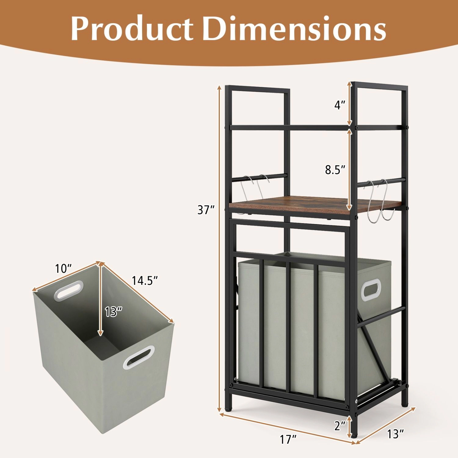 SlickBlue 2-Tier Laundry Hamper with Tilt-Out Basket & Laundry Bag