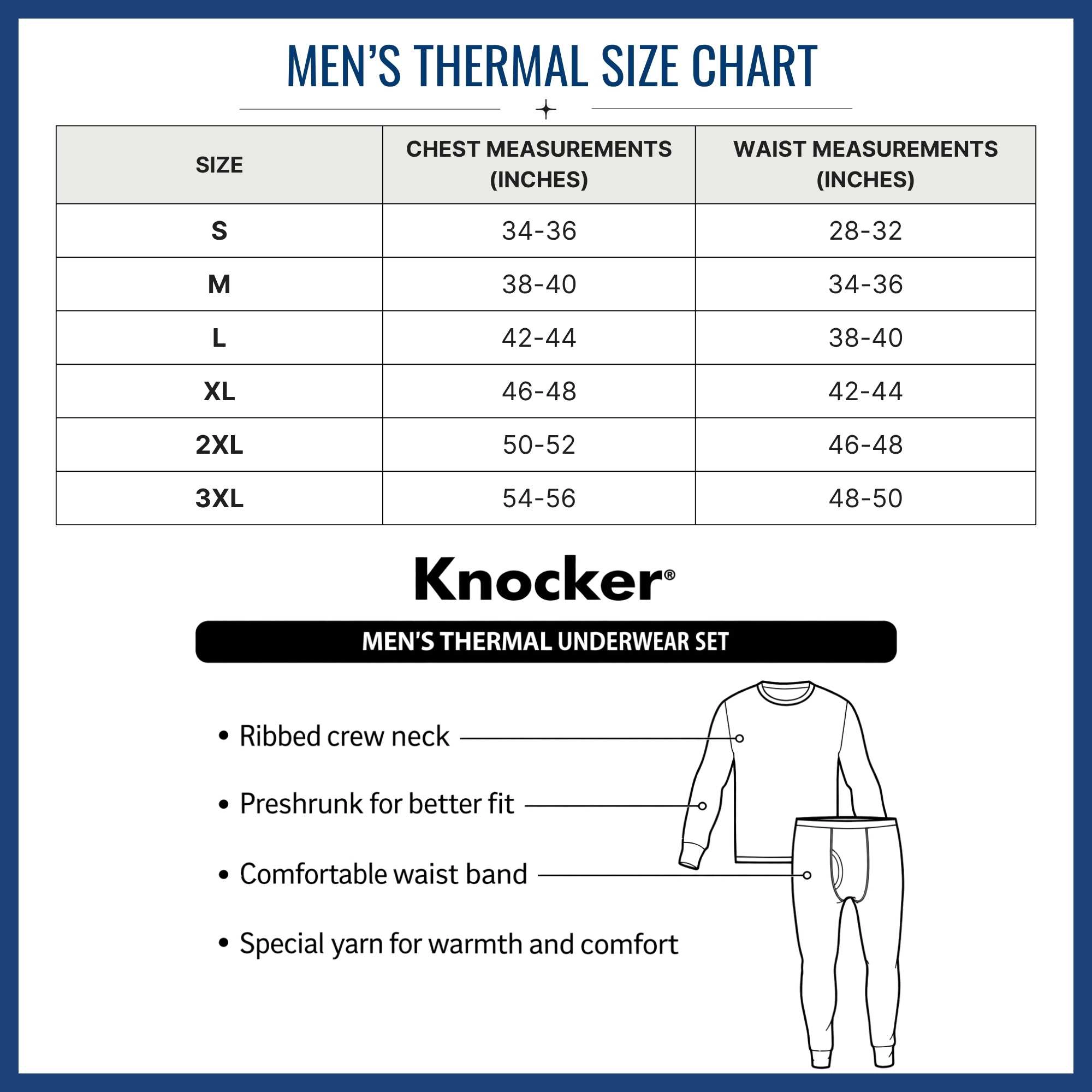 Knocker Men's Long Thermal Underwear Set