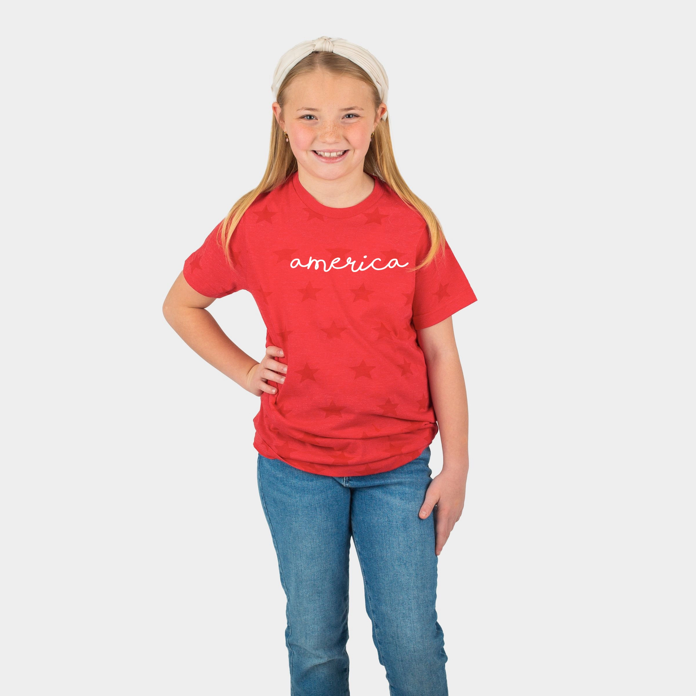 The Juniper Shop - America Cursive Youth Short Sleeve Star Tee