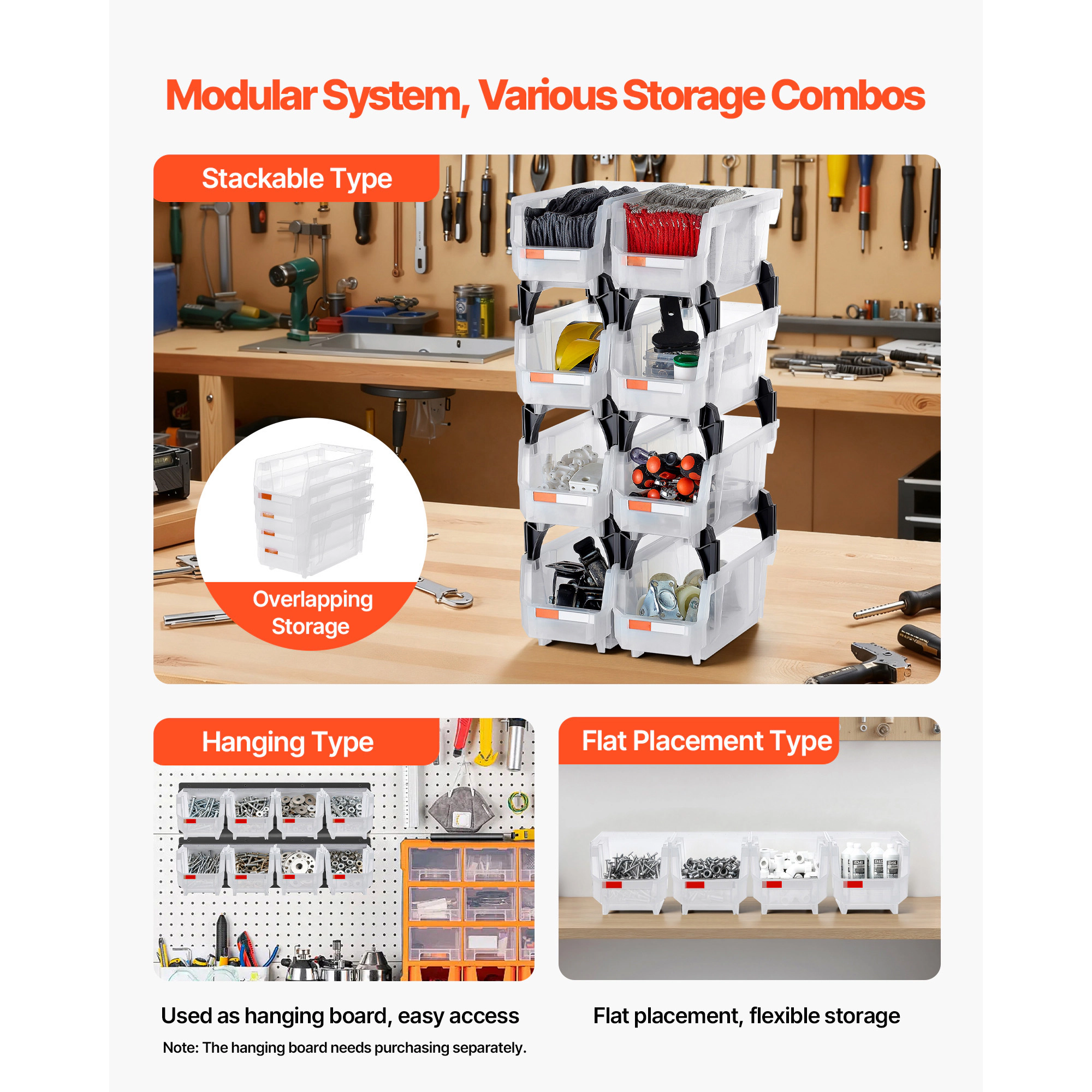 HONGGE Plastic Stackable Storage Bins Plastic Containers for Organizing Storage Bins for Closet Garage Small Parts
