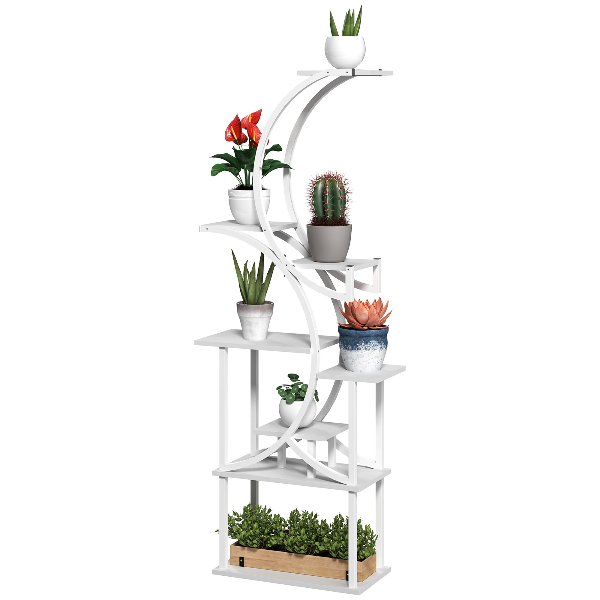HONGGE Plant Stand Indoor, 8 Tier 62 S-Shaped Plant Shelf, Corner Plant Rack for Multiple Plants
