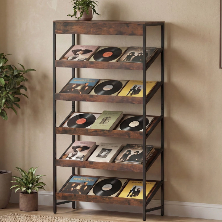 Hivvago 6-Tier Tall Freestanding Bookshelf with Angled Shelves for Home Office