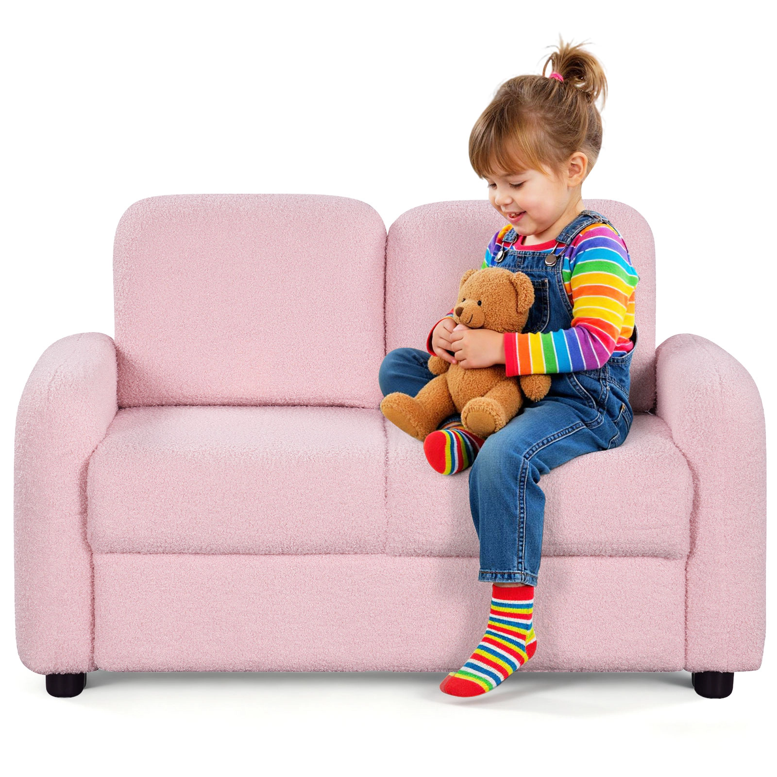 SUGIFT Kids Sofa Toddler Couch 330-lb Capacity Ages 3+ Pink