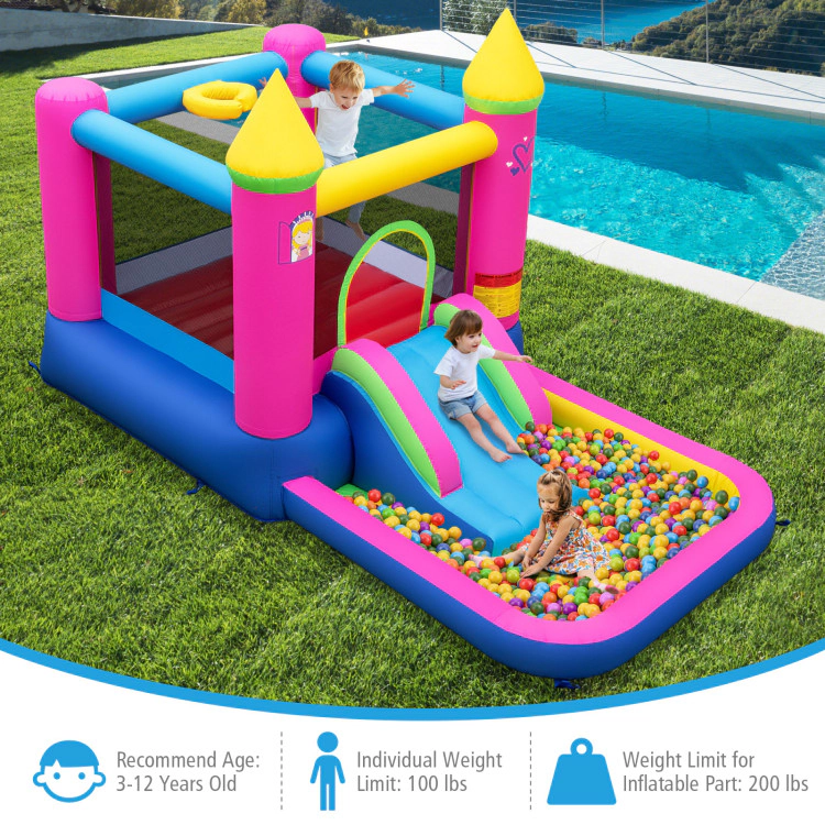 Hivvago Inflatable Bounce House 4-in-1 Kids Princess-themed Bouncer Blow-up Bouncy Castle