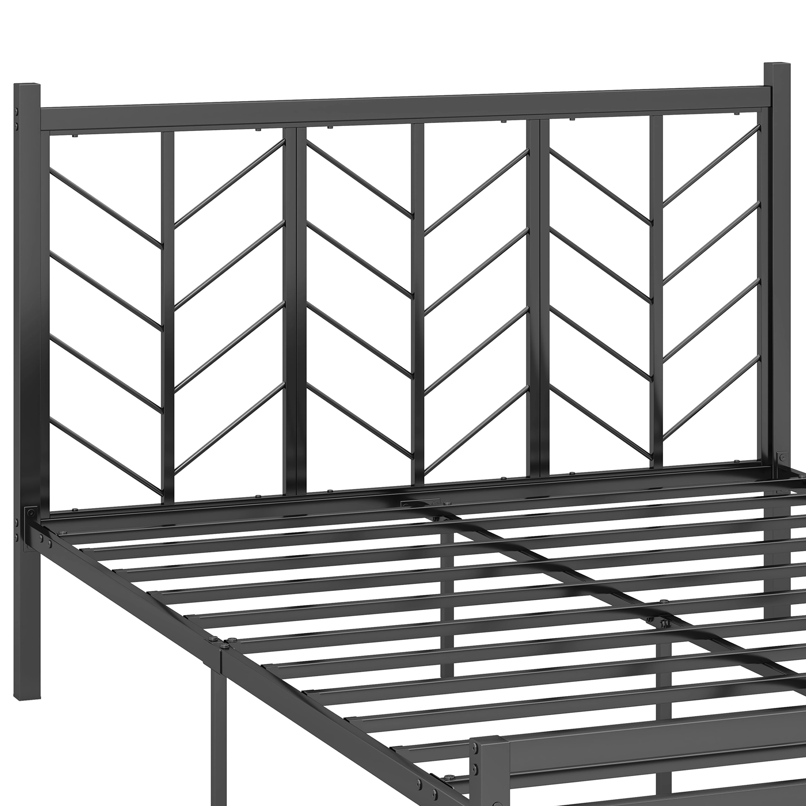 SUGIFT Metal Platform Bed Frame Branch Headboard Queen Size 800-lb Capacity 83-in Length 11.5-in Under-Bed Space Black