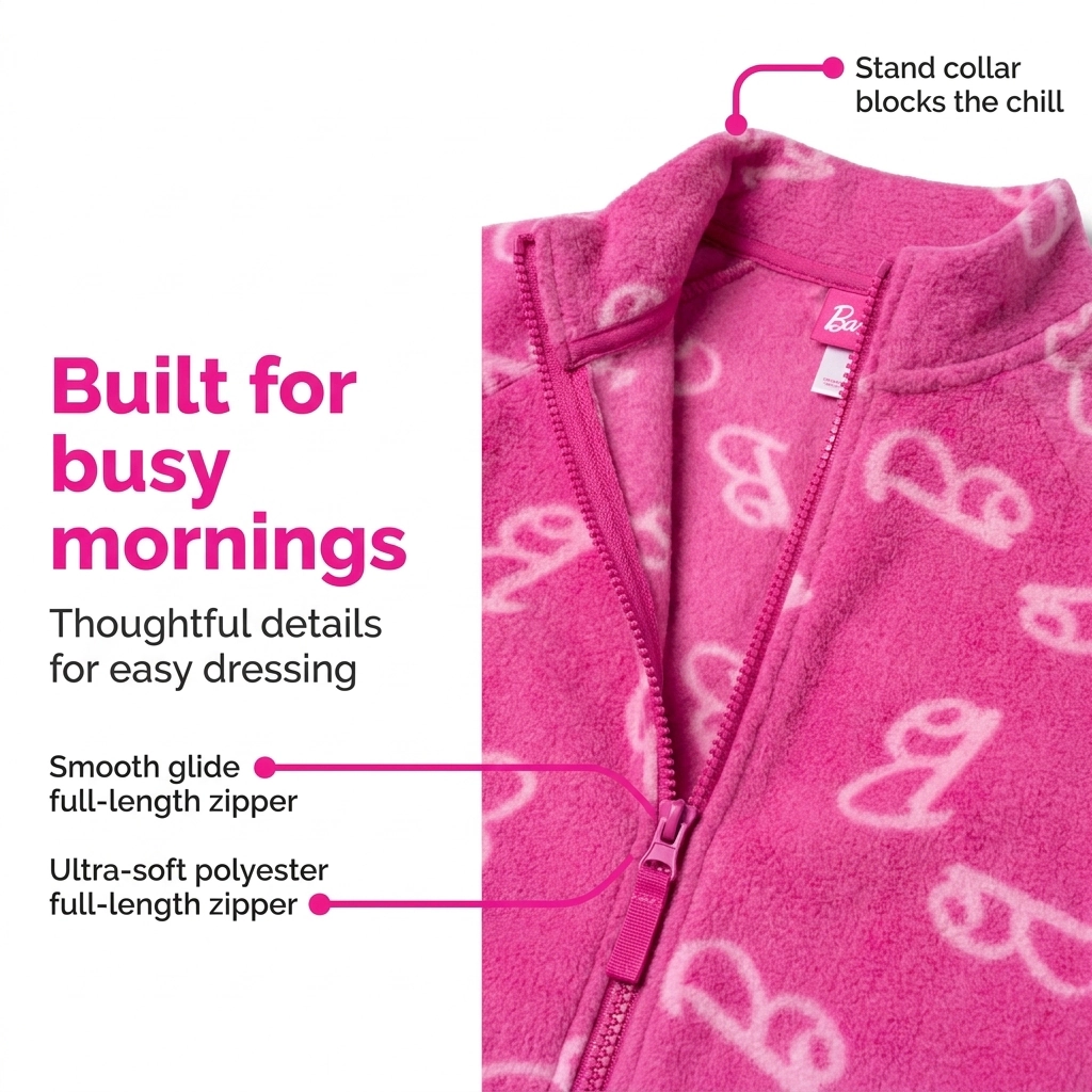 Barbie Girls' Fleece Zip-Up Jacket