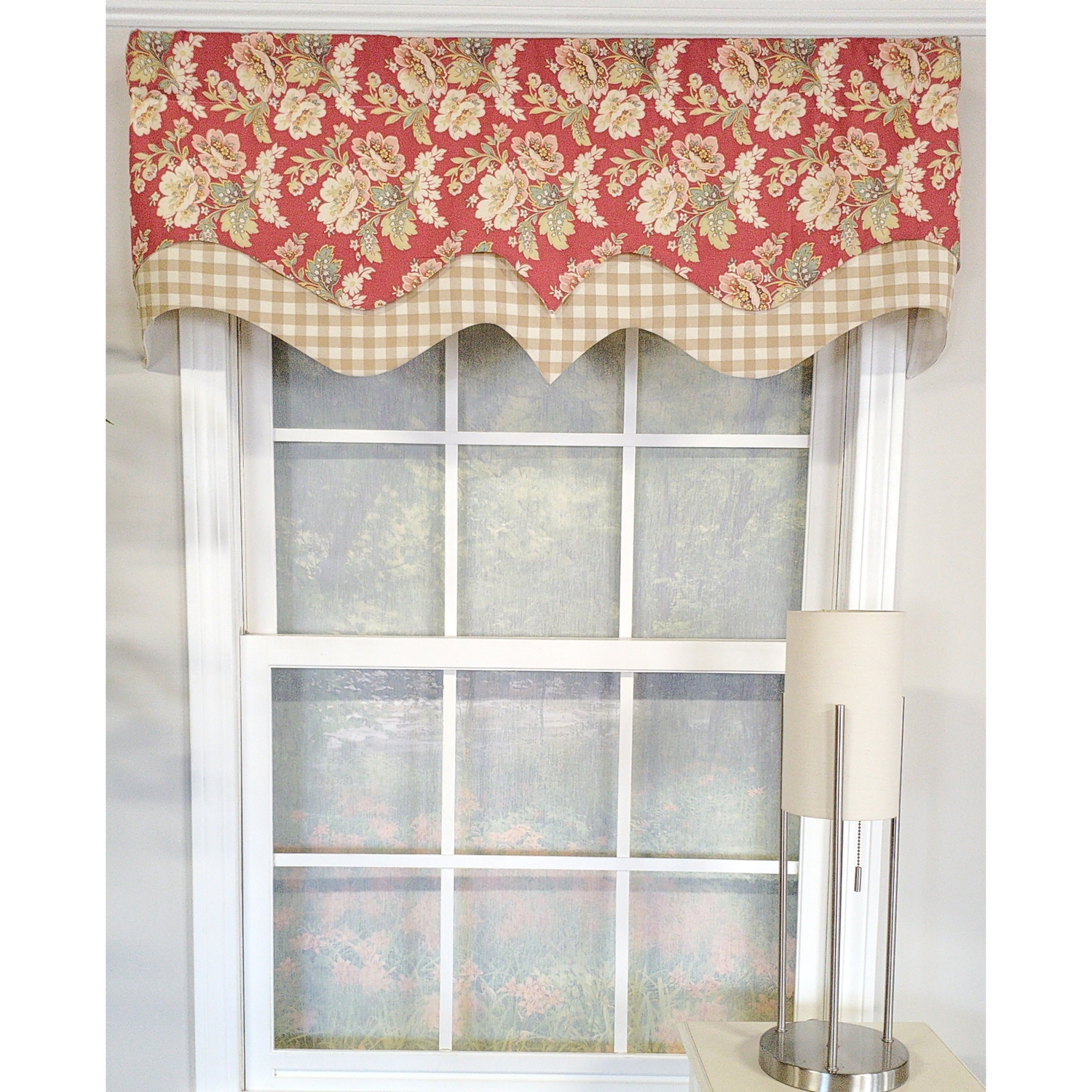 RLF Home 3" Rod Pocket High Quality Fabric Basili D-Regal Valance for Windows 50" x 17" Red