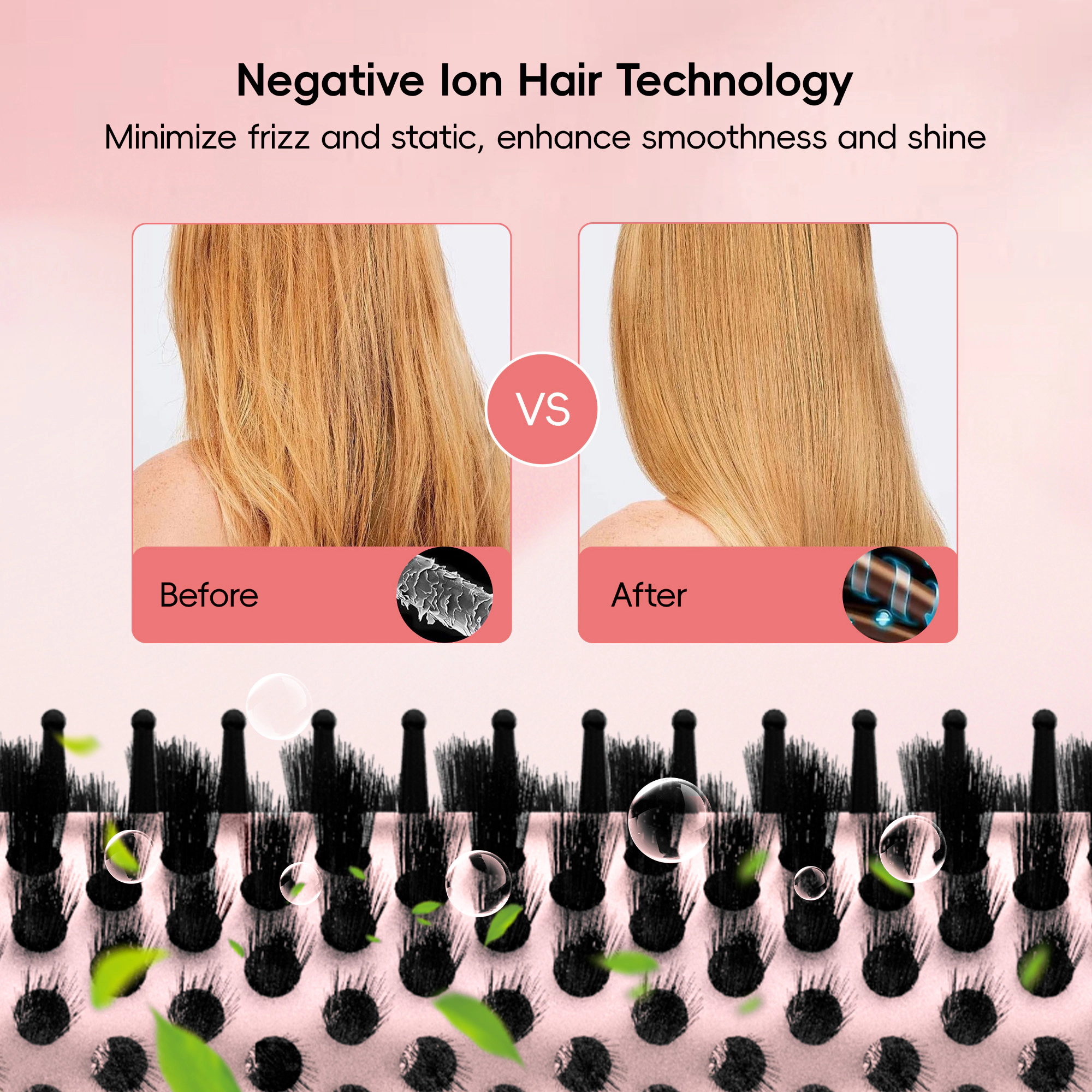 NICEBAY Heated Round Brush, Thermal Styling Brush, Thermal Brush, Electric Curling Brush With 6 Temp Settings