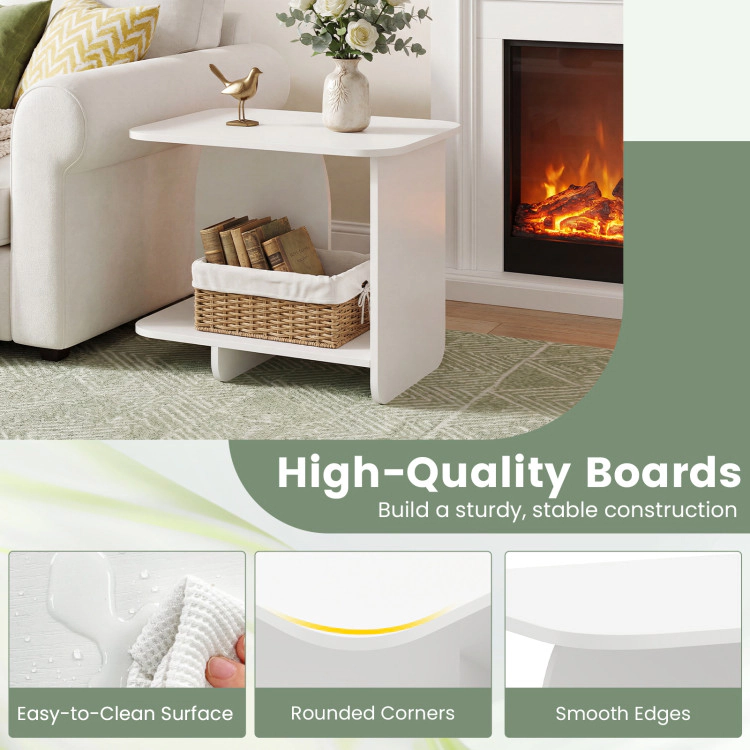 Hivvago End Table 2-Tier Sofa Side Table With Storage Shelf For Small Space