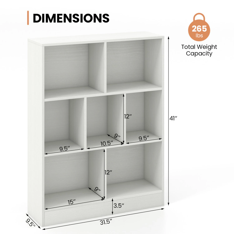 Hivvago Freestanding 7-Section Bookshelf for Kids