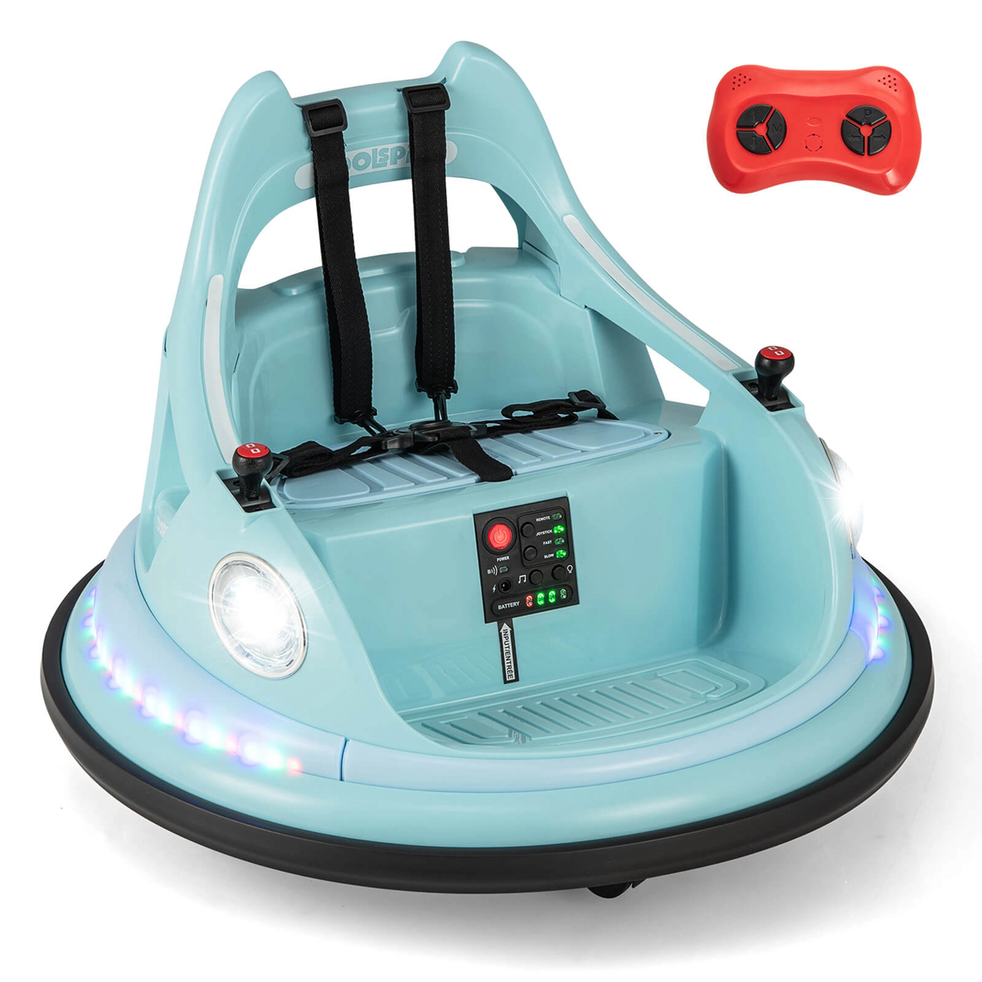 Costway 12V Kids Electric Ride On Bumper Car Battery Powered with Remote Control Blue
