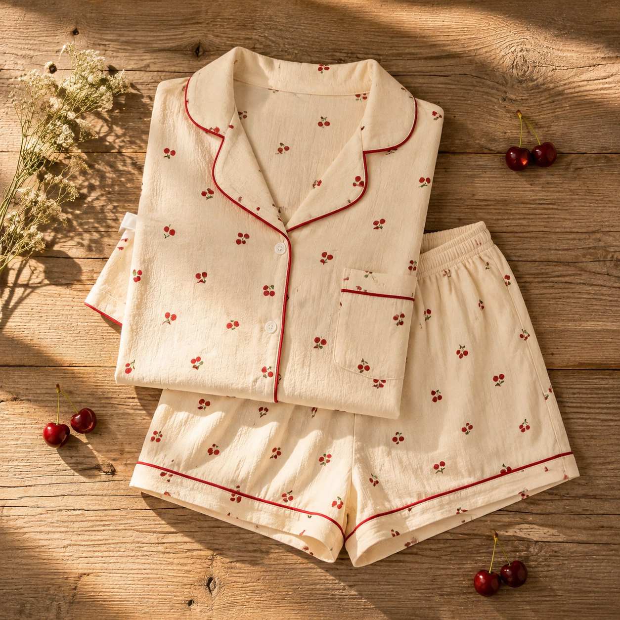 WZK Womens 2-Piece Soft Stretch Short Sleeve Lapel Button Print Pajama Lounge Set