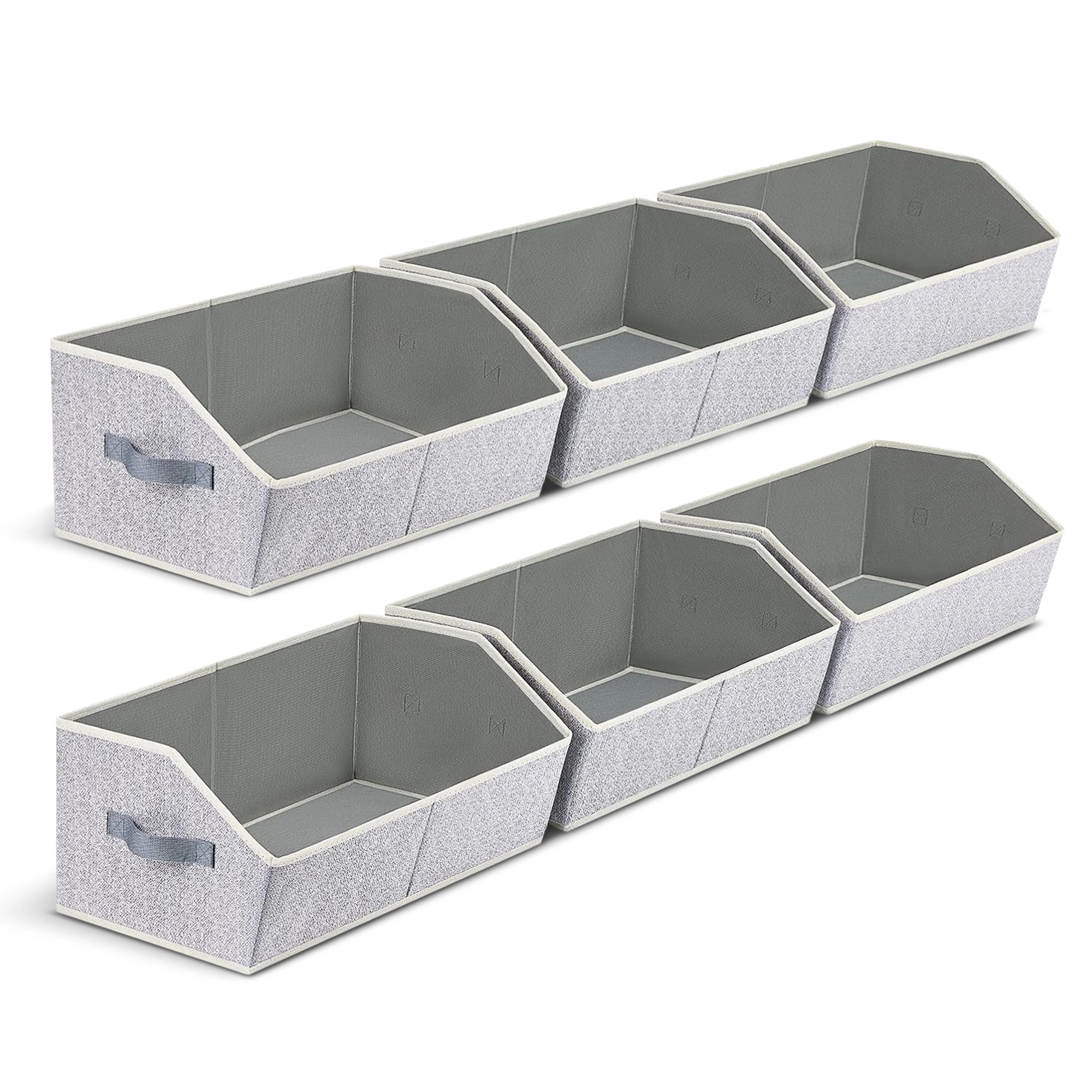 Cheer Collection Trapezoid Closet Organizer Bins 6 Pack Light Gray Shelf Storage