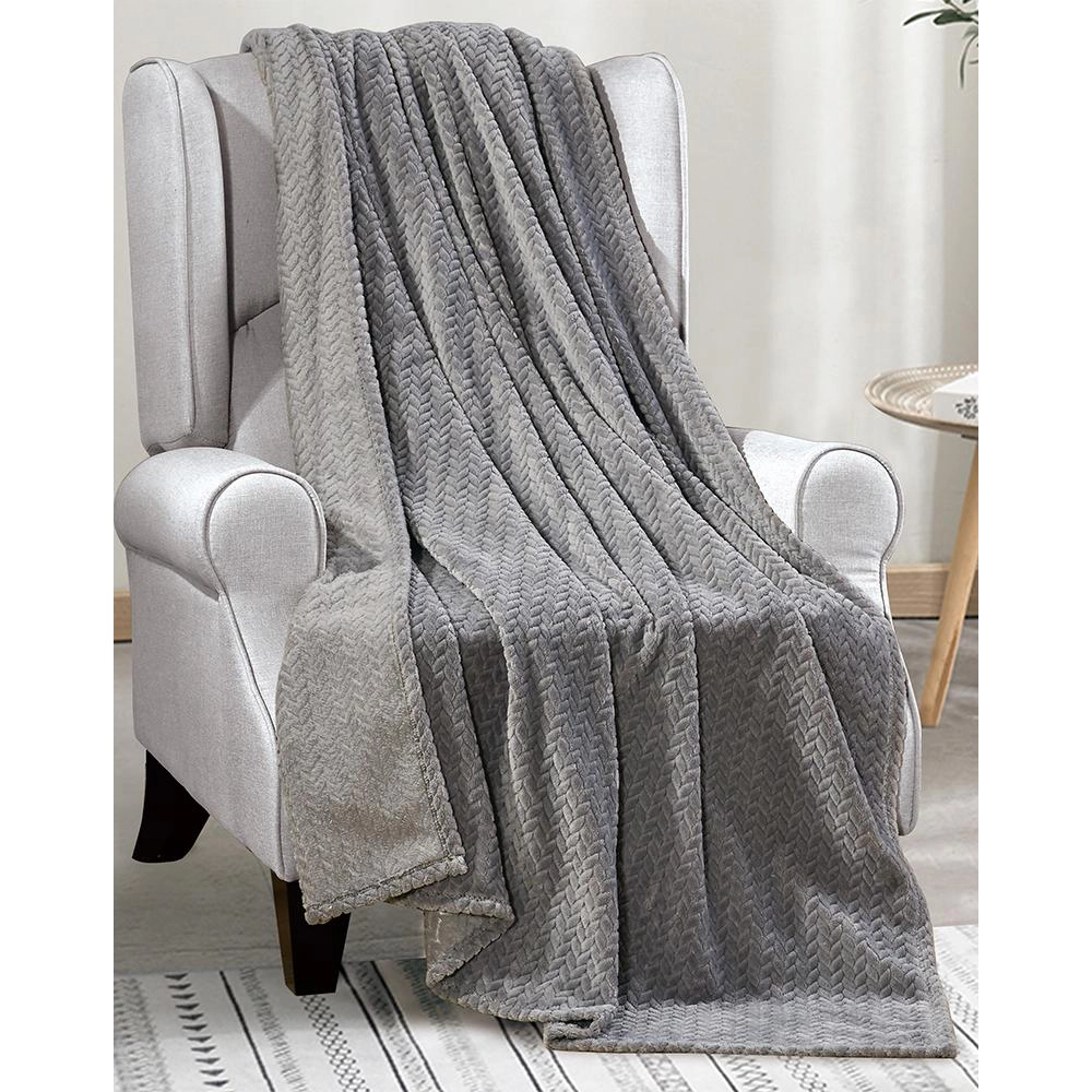 Plazatex Montana plush Decorative Warm and Comfortable Machine Washable Throw 50" x 60" Grey