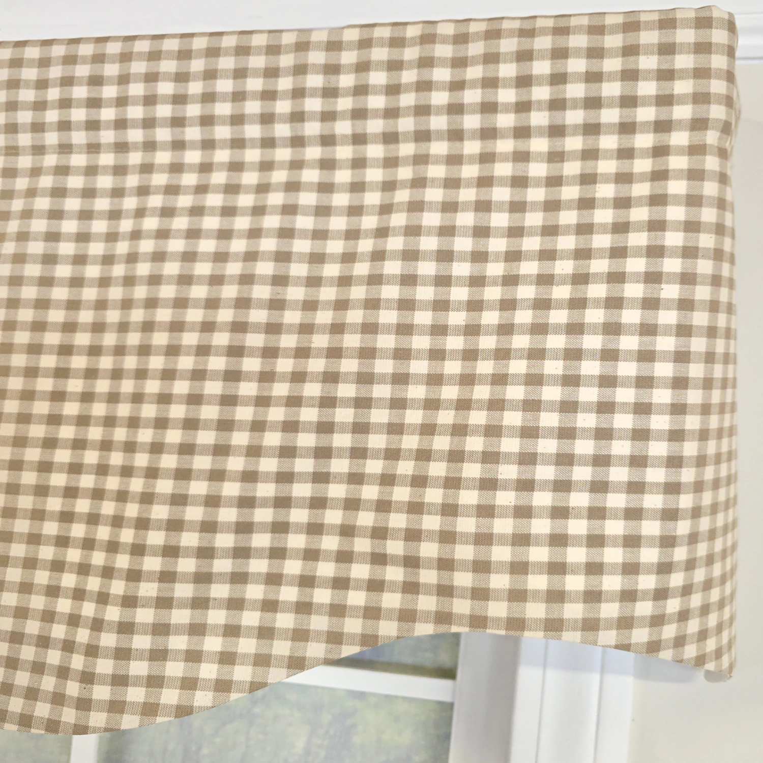 RLF Home 100% Cotton Gingham Regal With Poly/Cotton Ivory lining Rod Pocket Valance 50" x 15" Tan