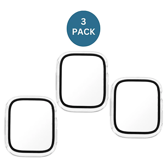 Qixxronics 3 Pack for Apple Watch Series 10 42mm Case Built-in Tempered Glass Screen Protector