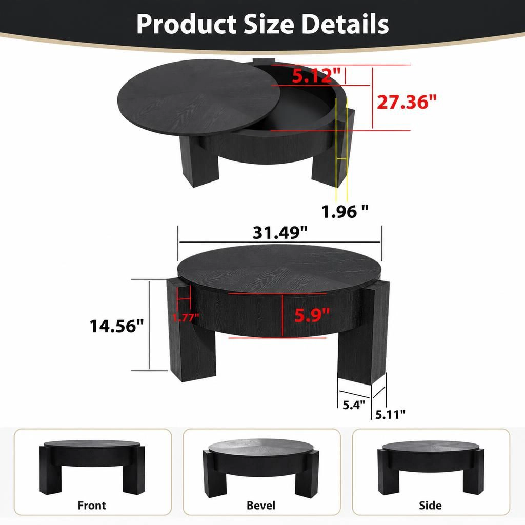 GOODSILO Low Height Coffee Table With Mixed Material Construction