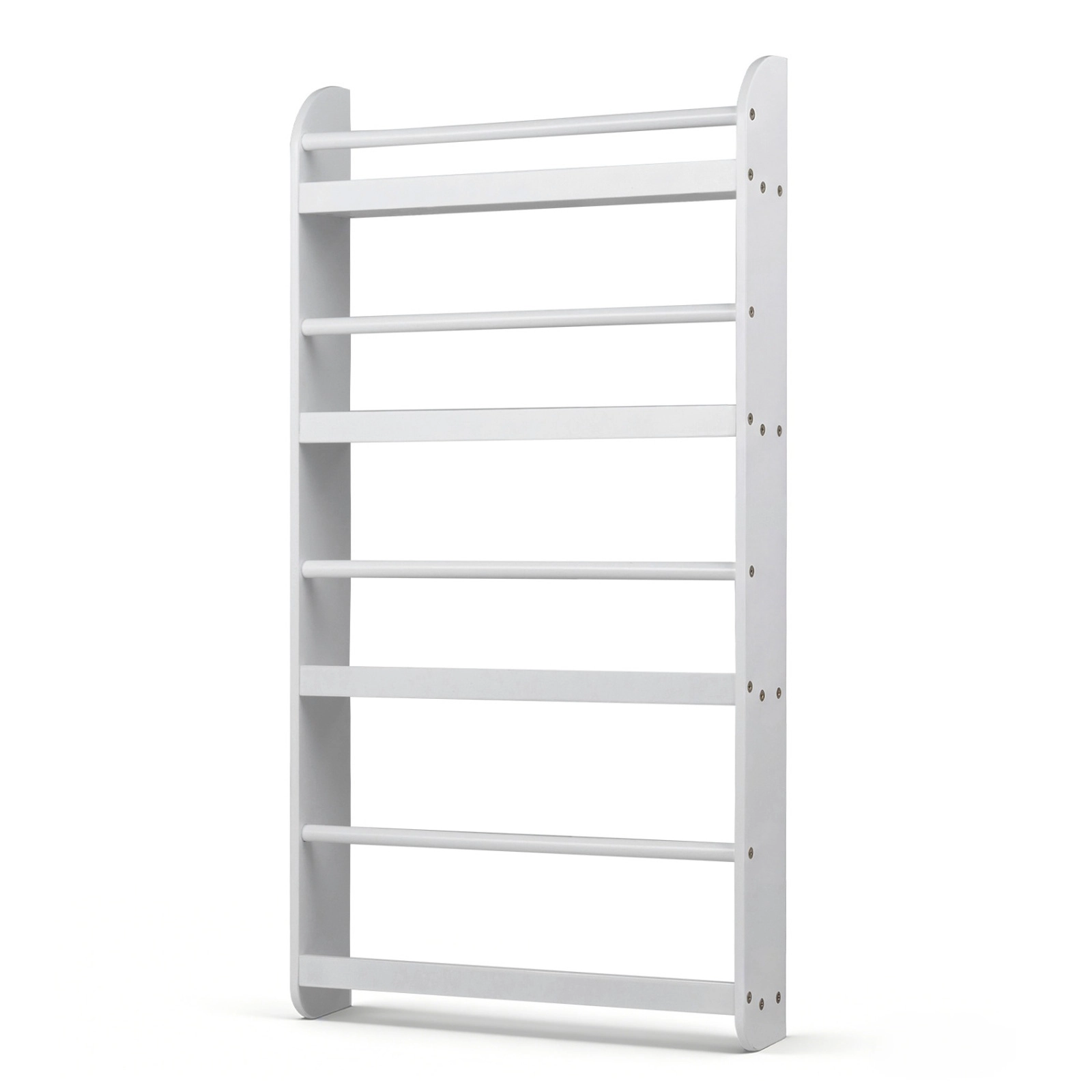 SUGIFT 4-Tier Wall Bookshelf Organizer for Toys and Books 33-lb Per Layer Ages 3+ White/Pink