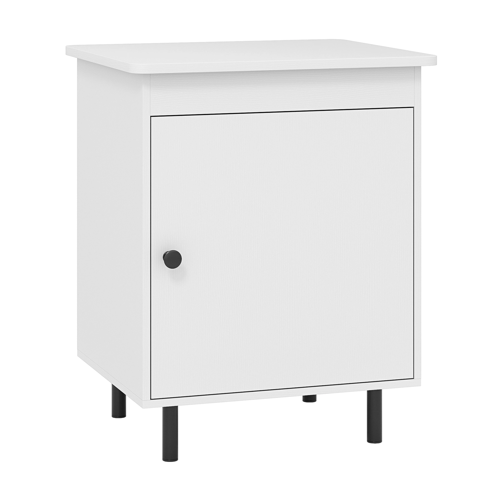 SUGIFT Mid Century Nightstand End Table with Door 110-lb Tabletop Capacity 20-in Wide 24.5-in Tall 1-Piece White + Black