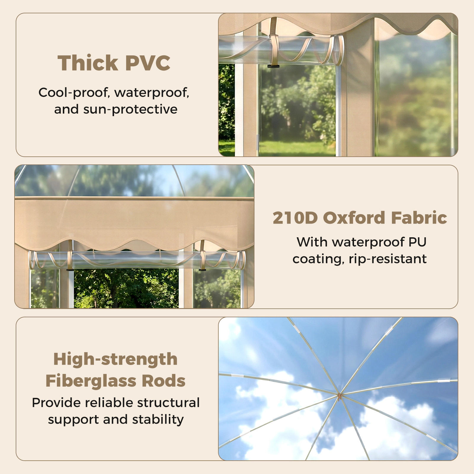 SUGIFT Pop Up 10 x 10FT Bubble Tent Weatherproof Outdoor Pod with 540° Panoramic Clear PVC for 8-10 People Transparent
