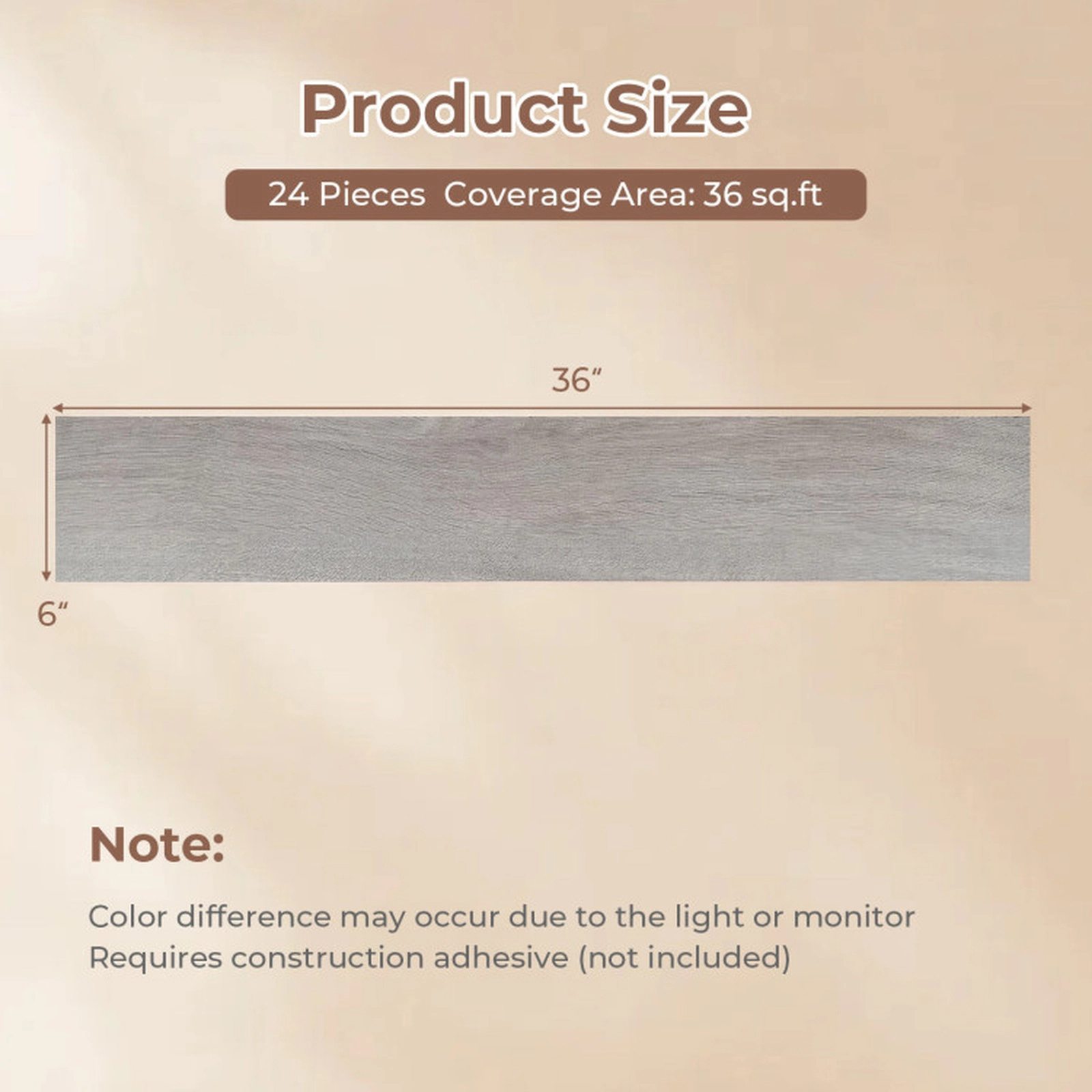 SUGIFT Waterproof 3D Wood Grain Floor Mat 36-sq.ft Coverage Rustic Brown/Gray